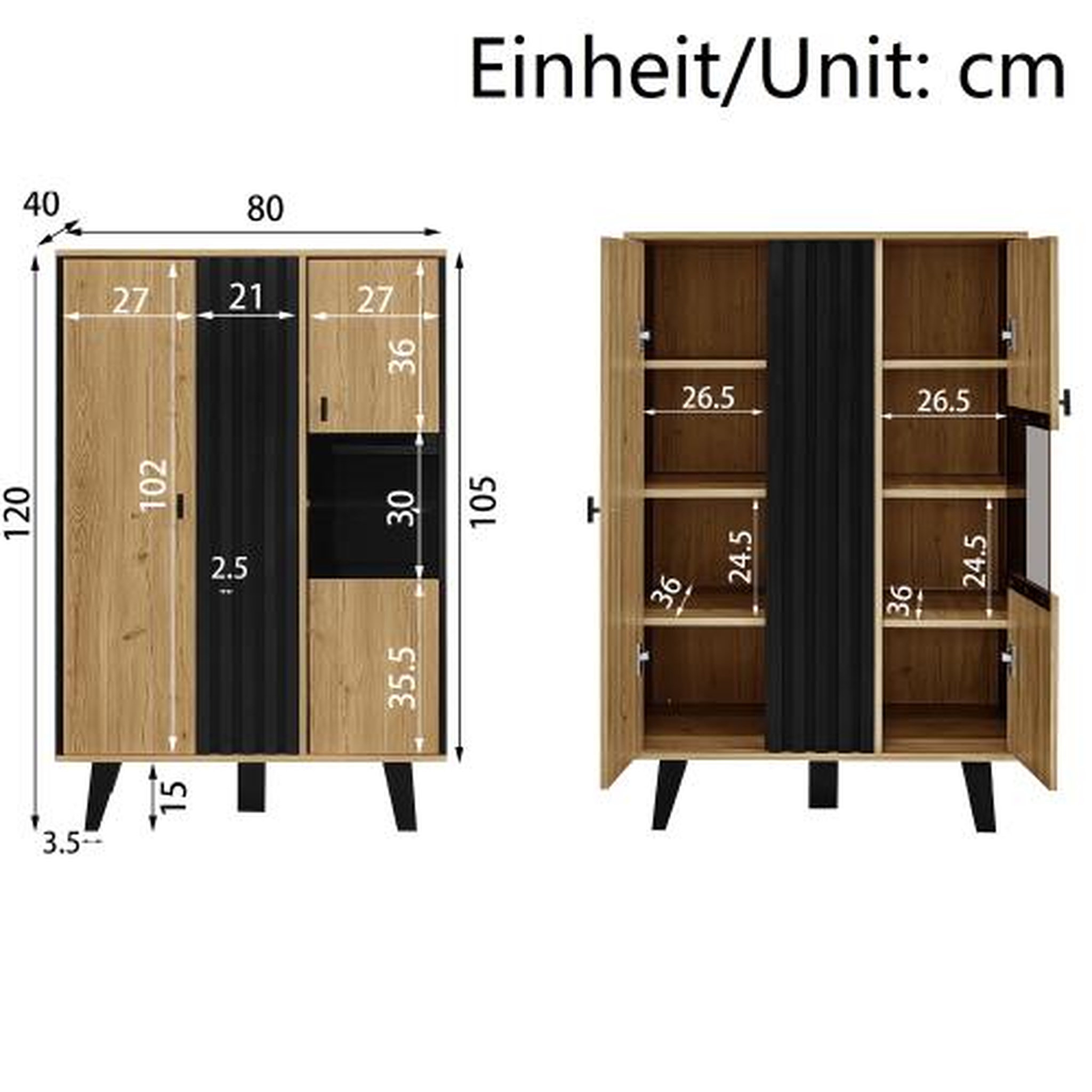 Voir la diapositive 3 : MERAX Buffet 2 porte(s) 0 tiroir(s) - 80 cm naturel led panneau de particules