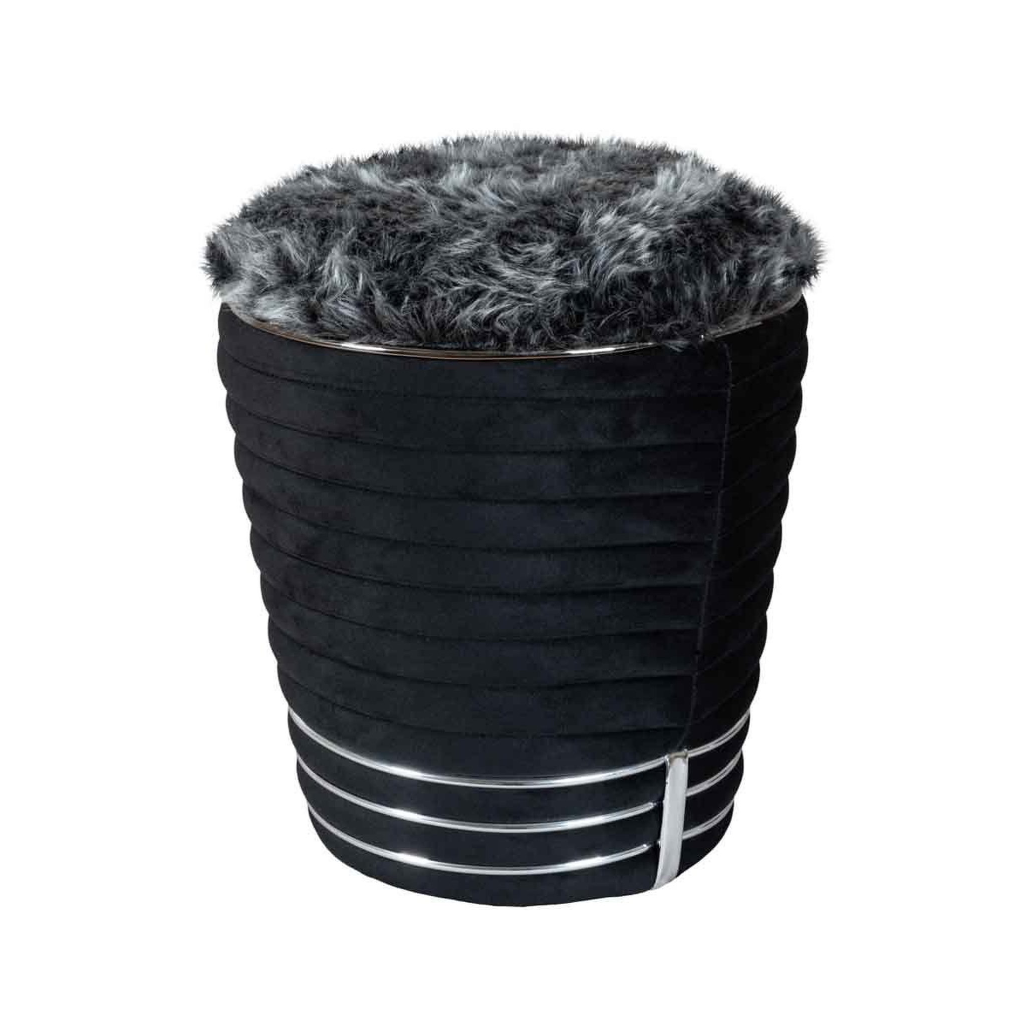 Voir la diapositive 2 : Paris Prix Tabouret design en tissu  doric  50cm noir & gris