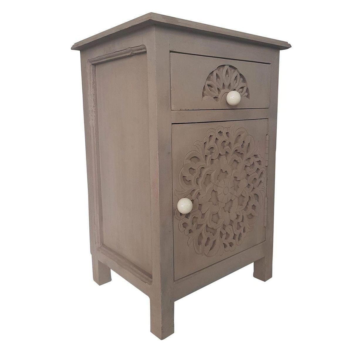 Paris Prix Table de Chevet 1 Tiroir & 1 Porte  Loco  60cm Taupe