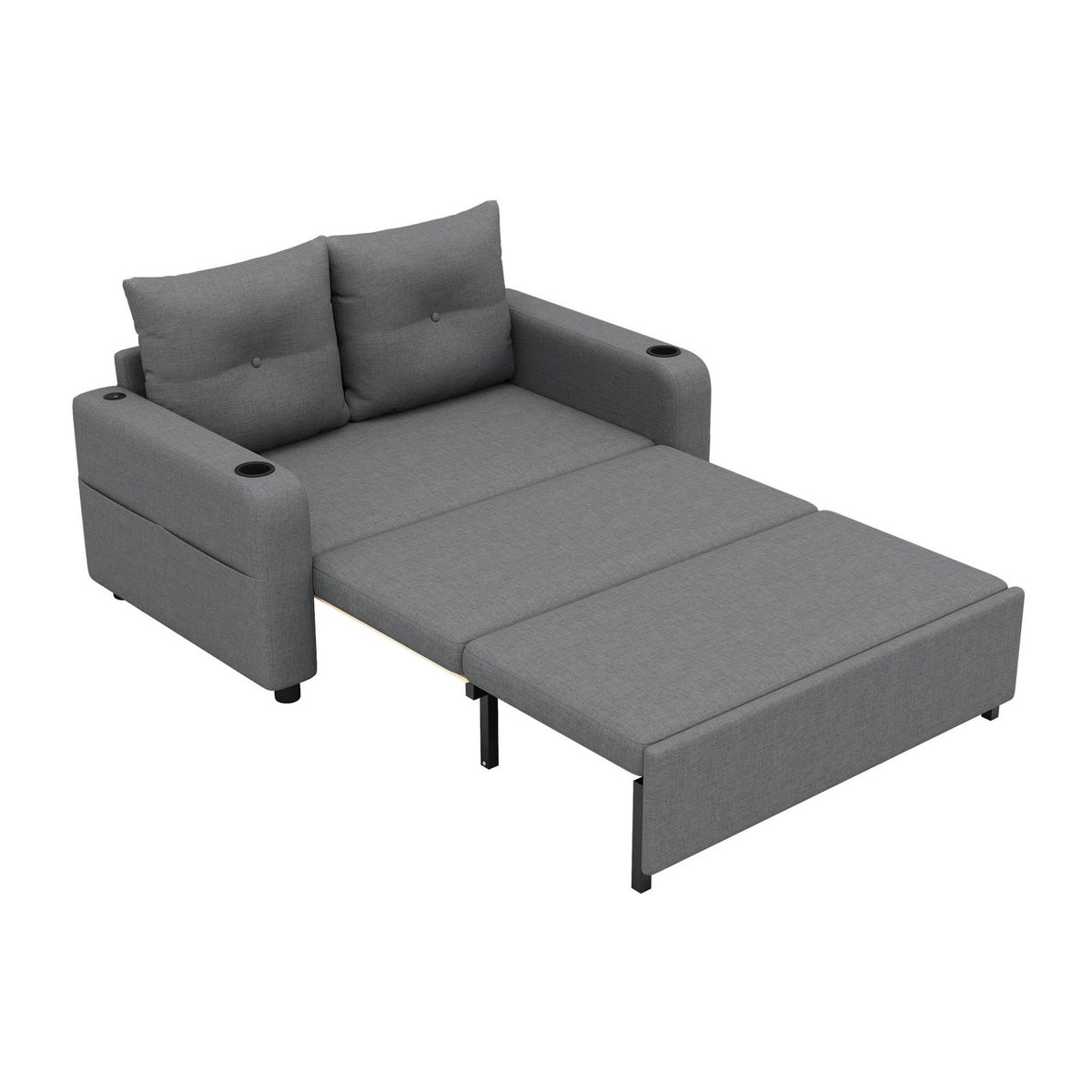 MERAX Canapé droit convertible 2 places coton et lin