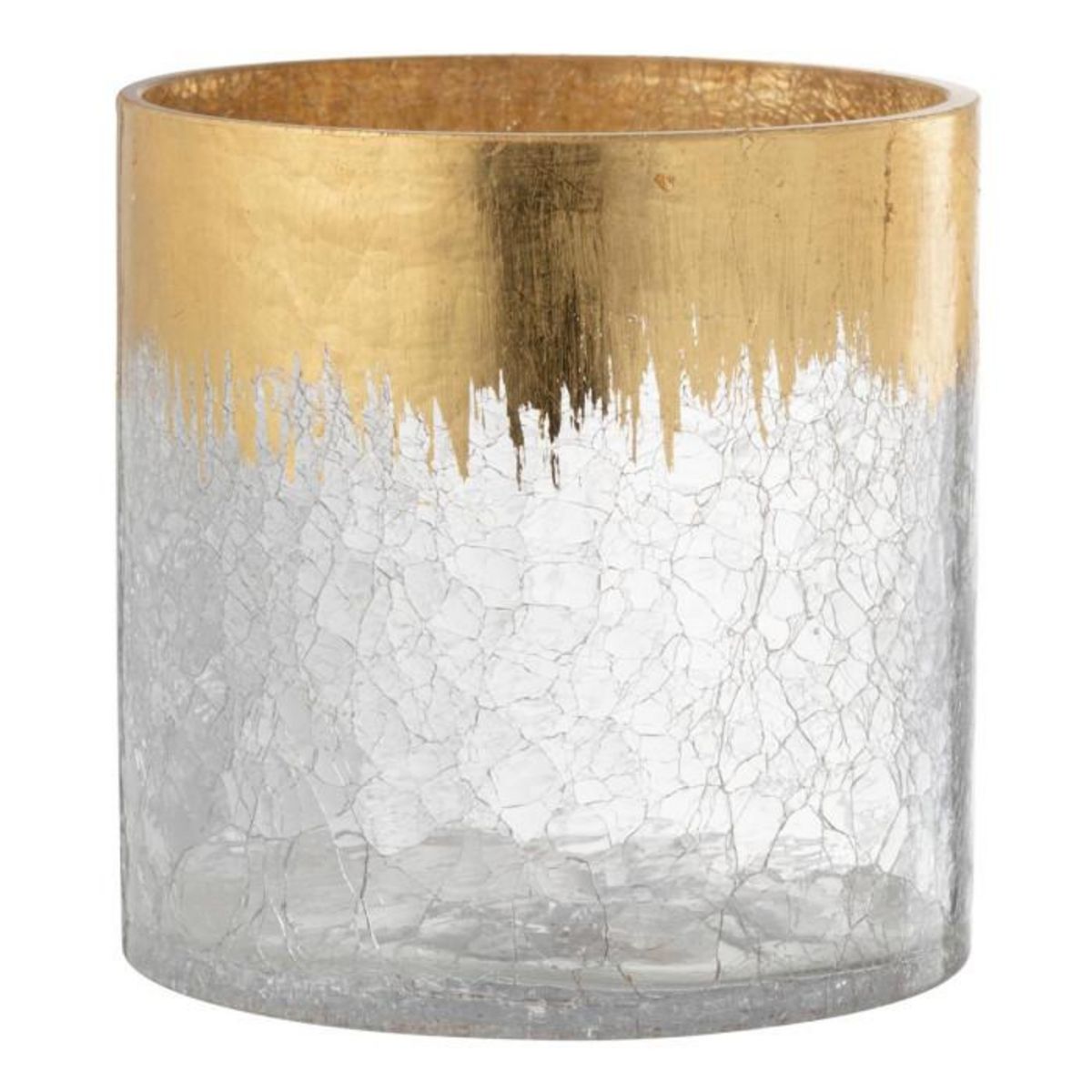 Paris Prix Photophore en Verre  Craquelé  15cm Transparent & Or
