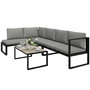 Voir la diapositive 5 : OUTSUNNY Salon de jardin d'angle 5 personnes design table basse coussins gris inclus