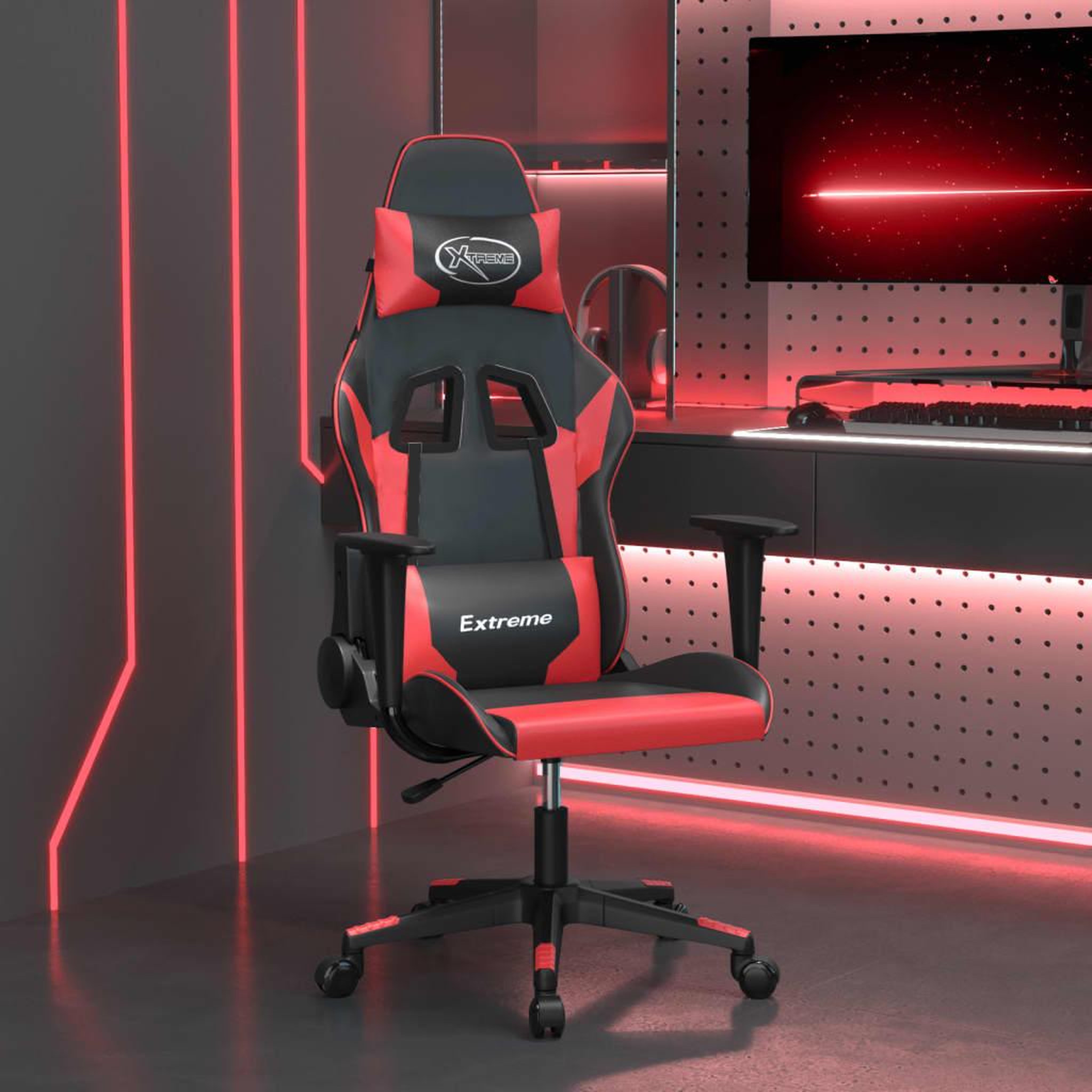 VIDAXL Chaise de jeu de massage Noir et rouge Similicuir
