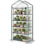 Voir la diapositive 5 : OUTSUNNY Serre de jardin balcon 5 niveaux porte acier PE transparent