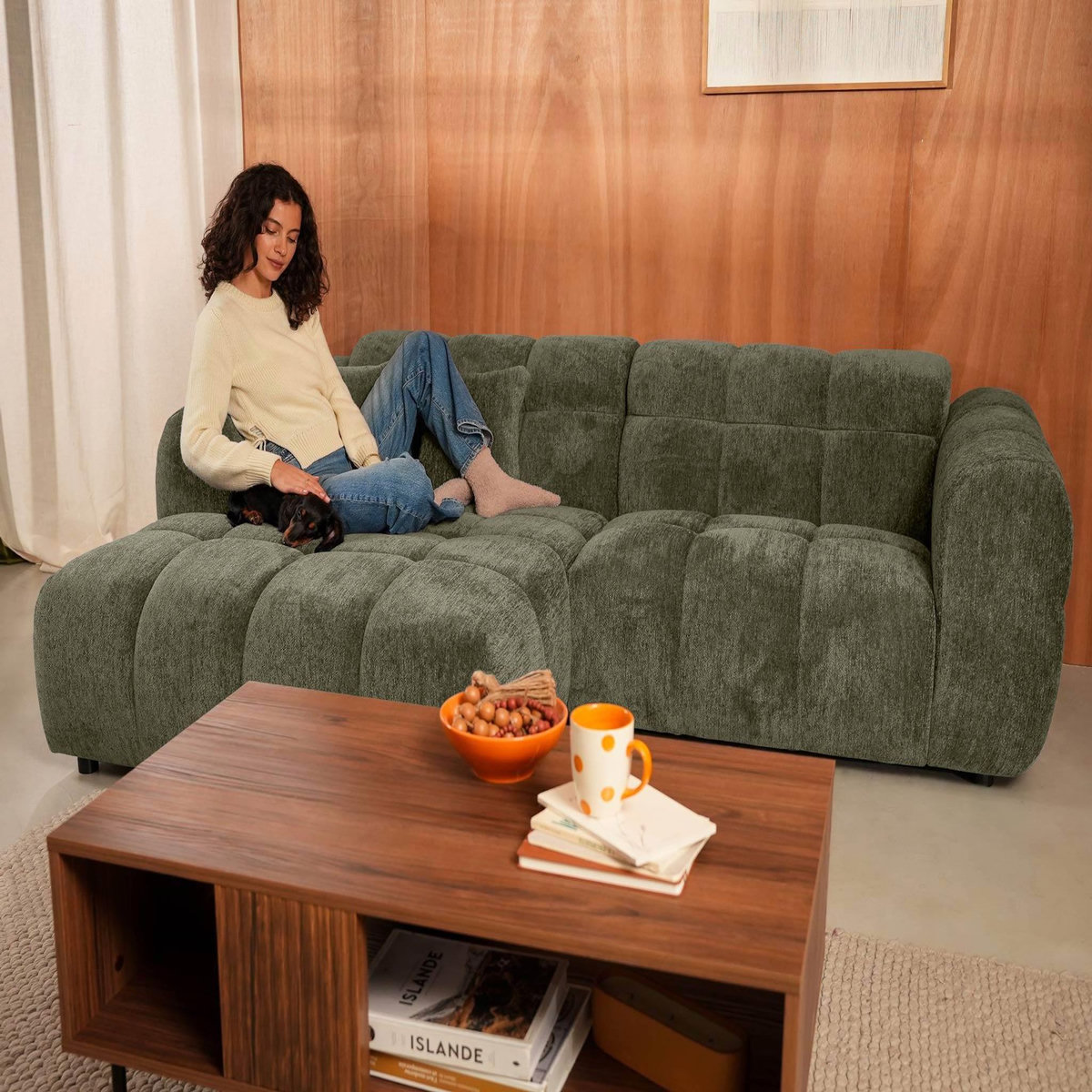 LISA DESIGN Mini ray - canapé d'angle gauche 4 places en tissu texturé