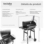 Voir la diapositive 6 : tectake Barbecue charbon avec thermomètre équipé de 2 roues pour un piètement stable noir
