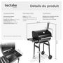 Voir la diapositive 6 : tectake Barbecue charbon avec thermomètre équipé de 2 roues pour un piètement stable noir