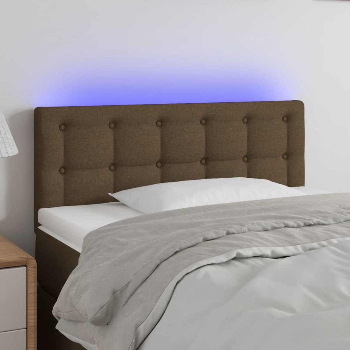 VIDAXL Tete de lit a LED Marron Fonce 80x5x78/88 cm Tissu