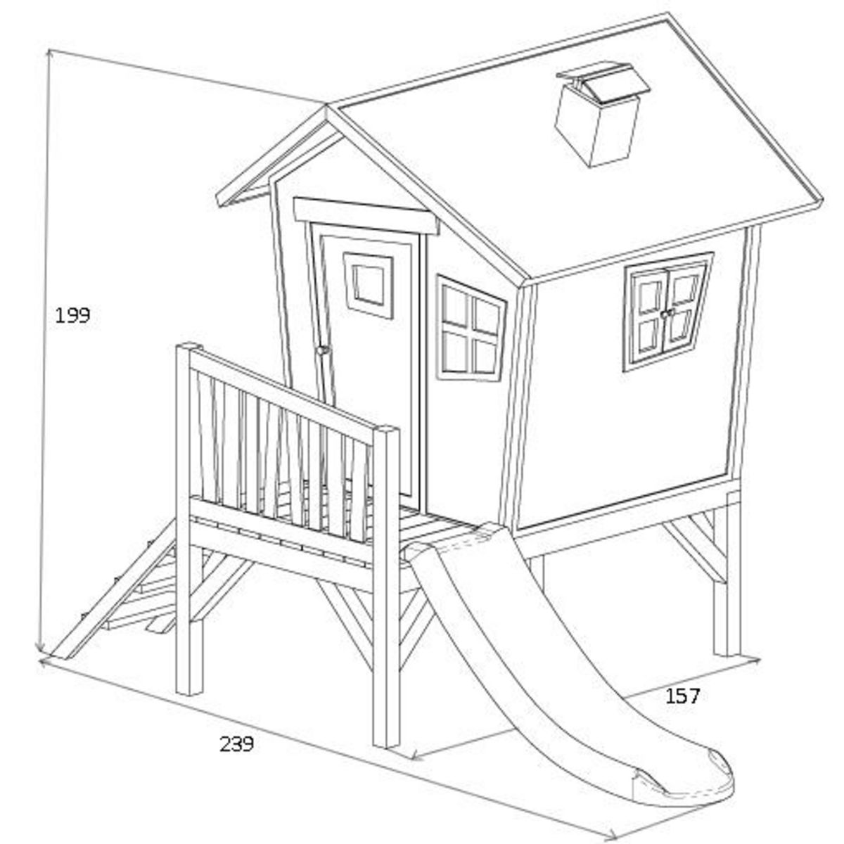 AXI Cabane de jardin pour enfant avec toboggan -Bois - H2.03m - ROBIN 