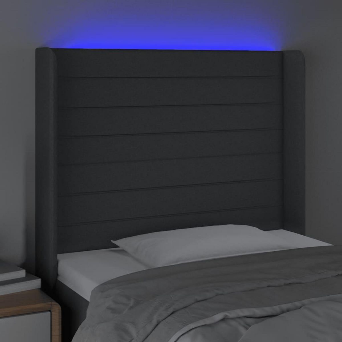 VIDAXL Tete de lit a LED Gris fonce 103x16x118/128 cm Tissu