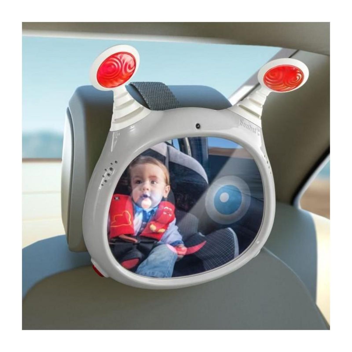 BENBAT Miroir rétroviseur - BENBAT - Oly - Miroir d'appui-tete réglable avec télécommande - 25,4 x 29,7 x 7,8 cm - Beige