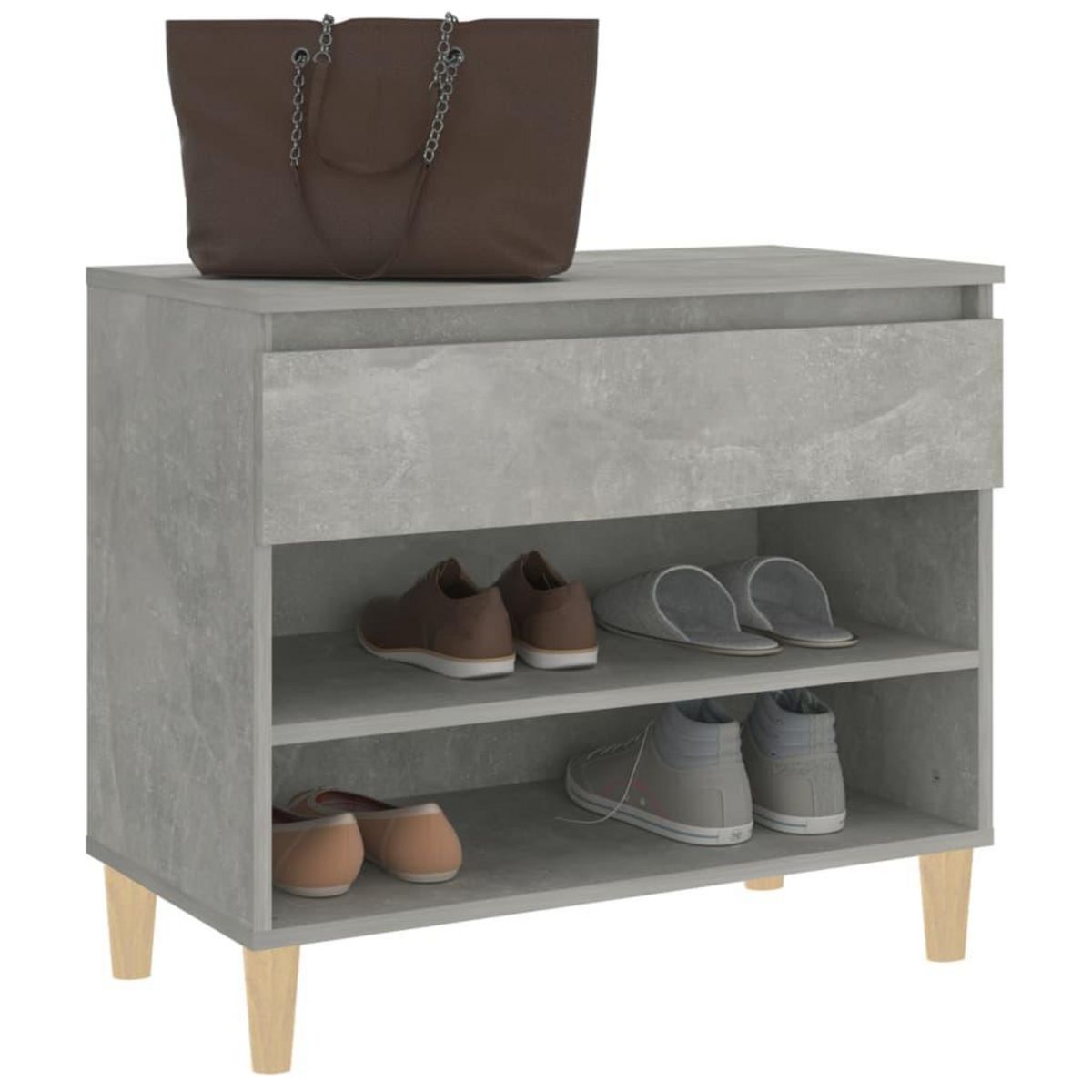 VIDAXL Armoire a chaussures Gris beton 70x36x60 cm Bois d'ingenierie