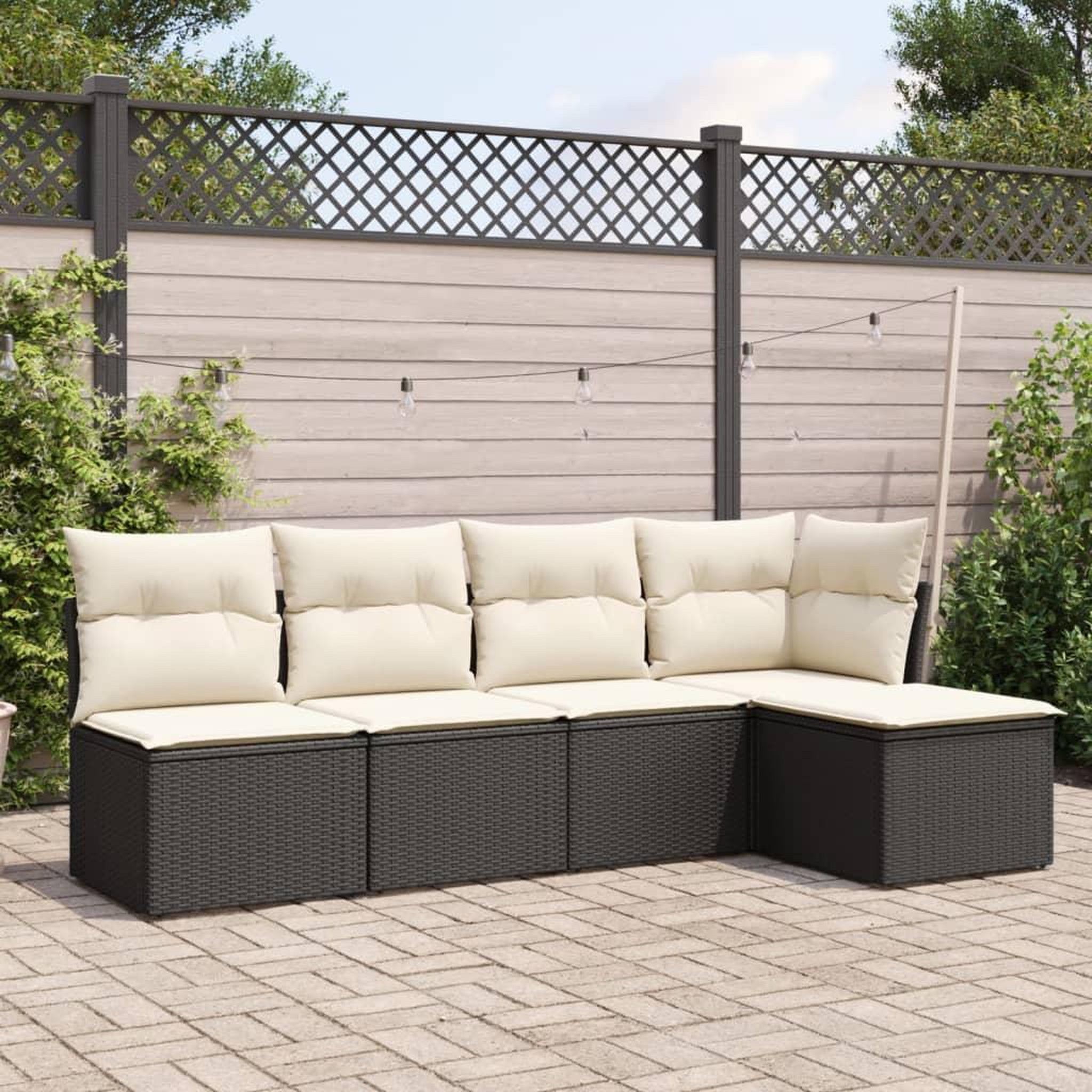VIDAXL Salon de jardin 5 pcs avec coussins noir resine tressee