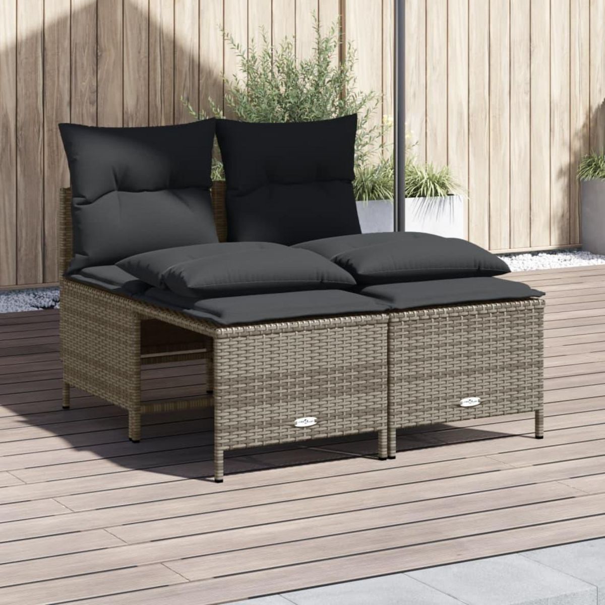 VIDAXL Salon de jardin 4 pcs avec coussins gris resine tressee