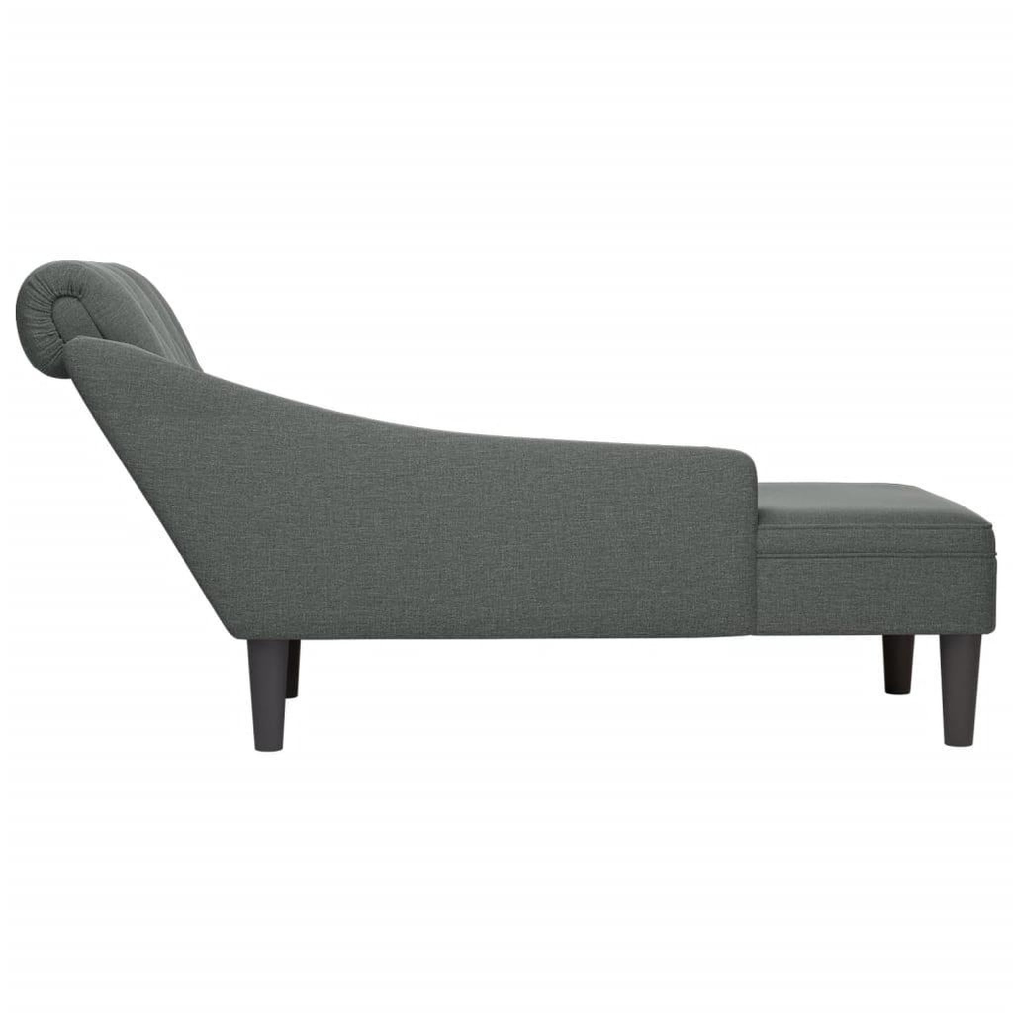Voir la diapositive 5 : VIDAXL Fauteuil long avec coussin et accoudoir droit gris fonce tissu