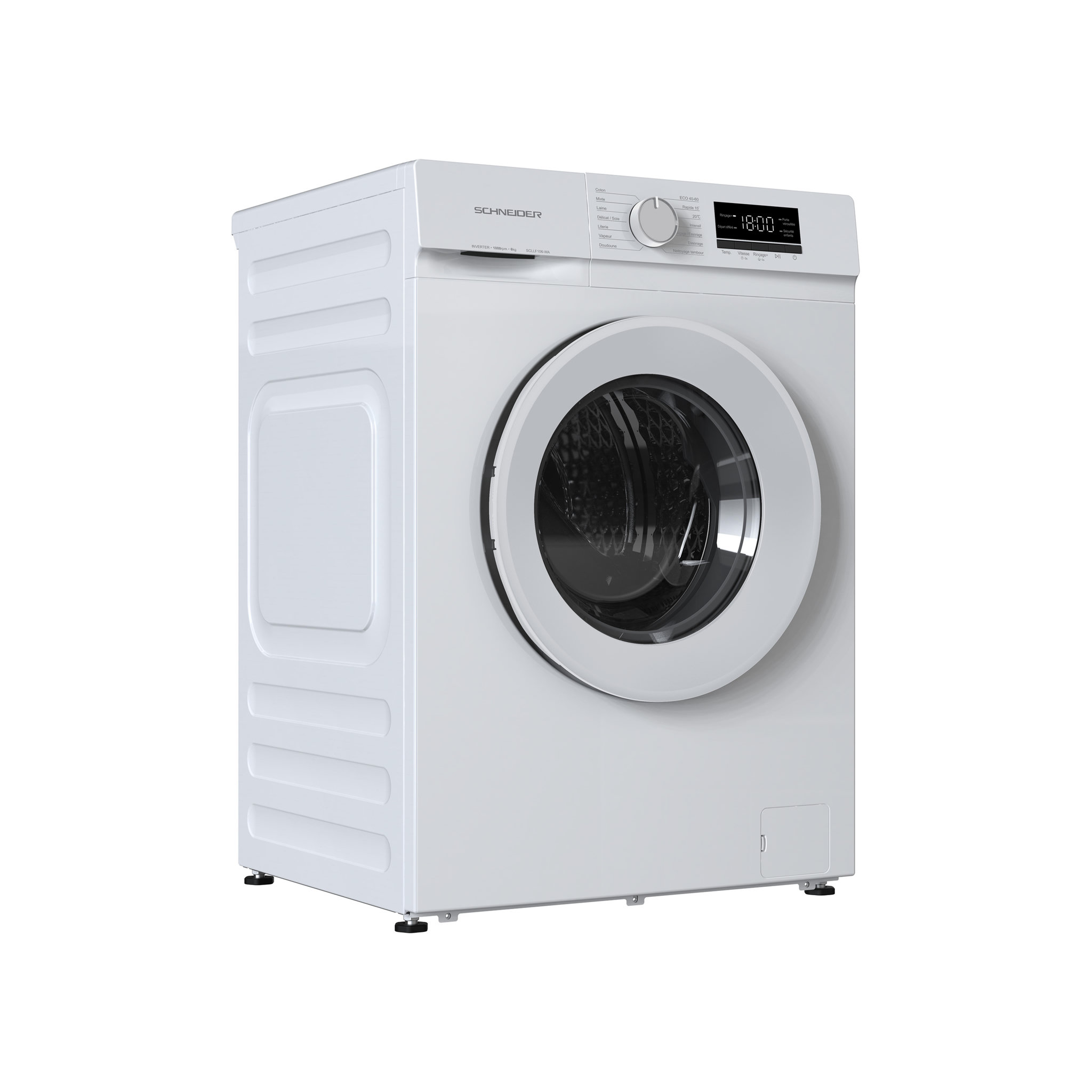 Voir la diapositive 3 : SCHNEIDER Lave linge frontal 6kg Blanc - SCLLF106-WA