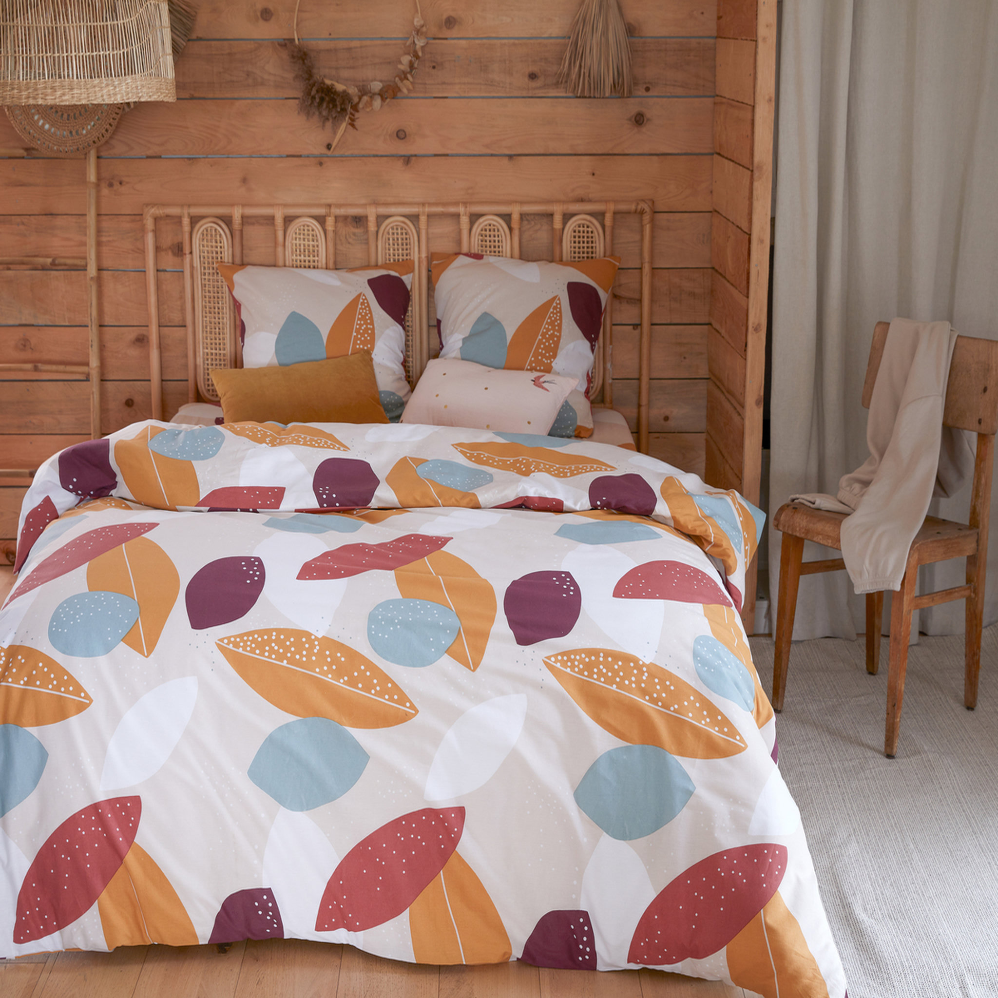 Parure housse de couette fantaisie en polycoton  + drap housse offert PETALE 