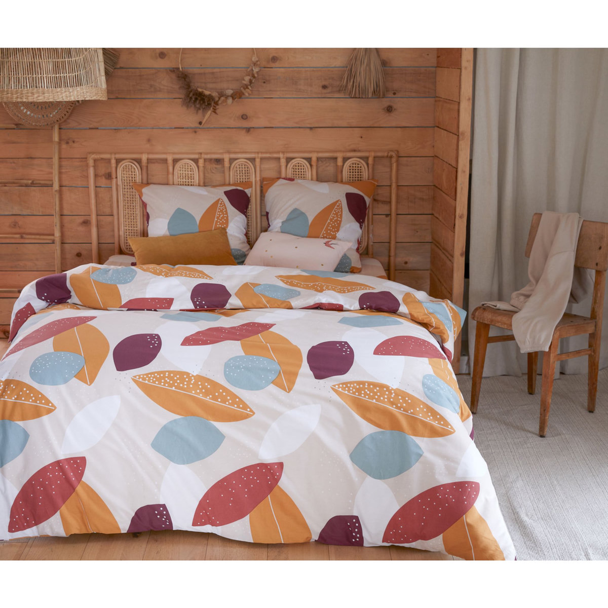 Parure housse de couette fantaisie en polycoton  + drap housse offert PETALE 