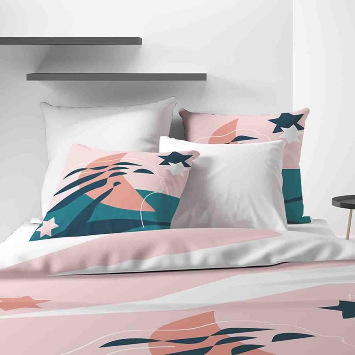 ATELIER DU COTON Housse de couette 260x240 HEOL + 2 taies coton 57 fils