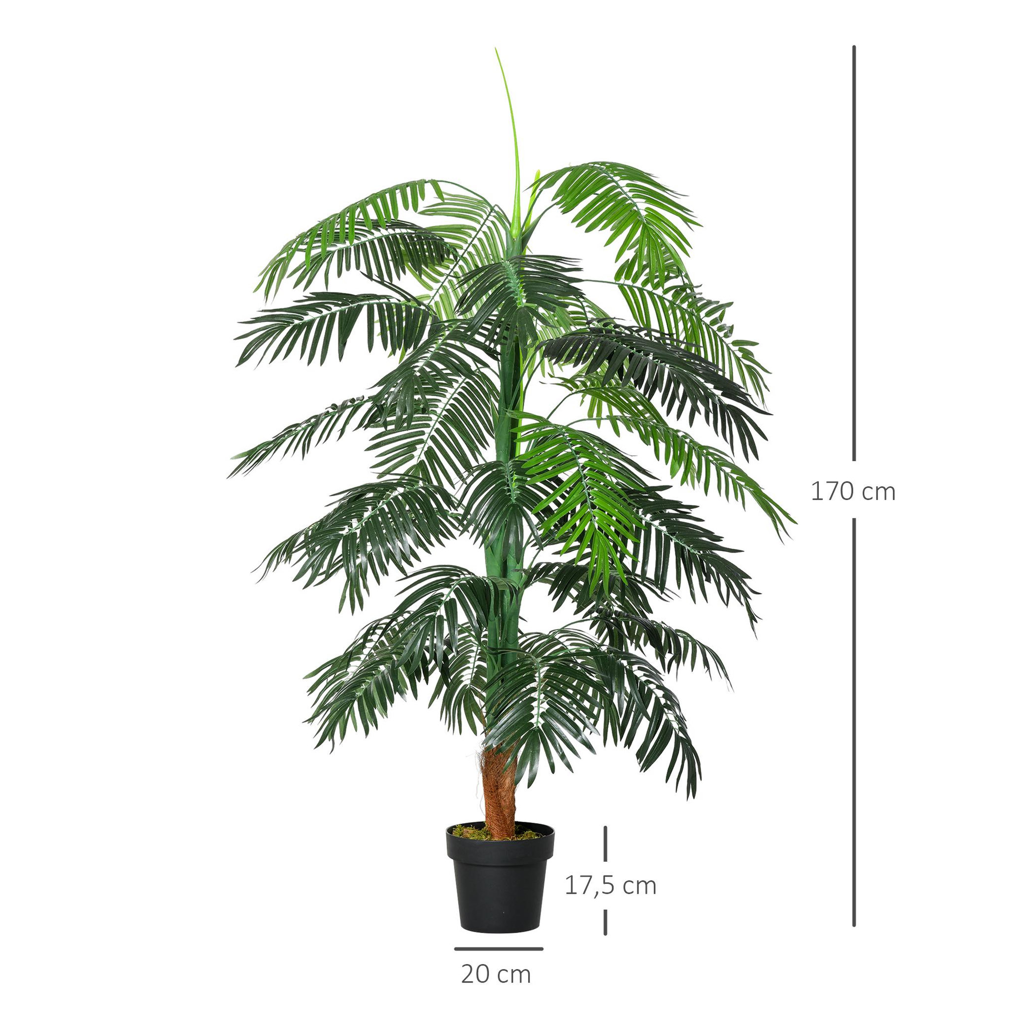 Voir la diapositive 3 : OUTSUNNY Palmier artificiel hauteur 1,7 m arbre artificiel tronc branches lichen grandes feuilles grand réalisme pot inclus