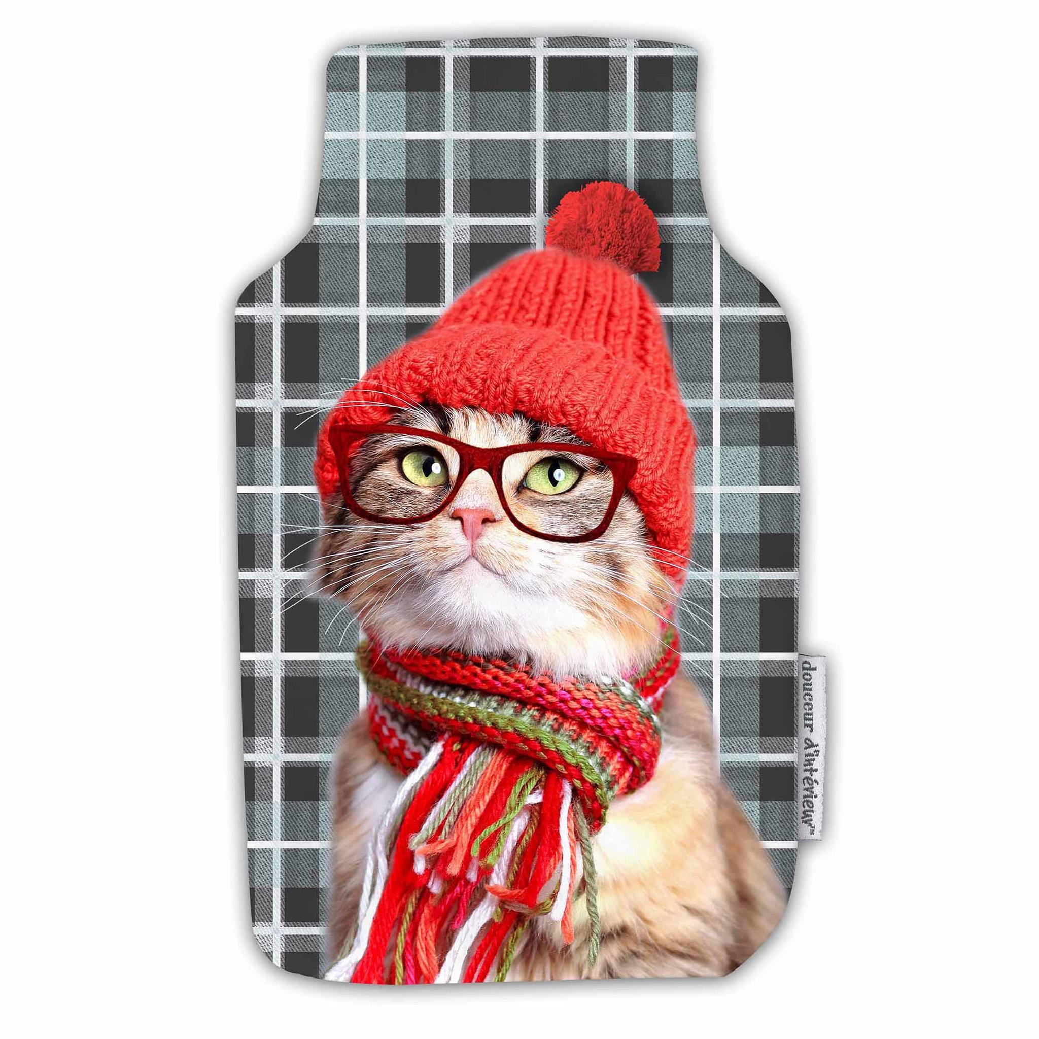 Eden Housse de bouillotte chat a lunettes