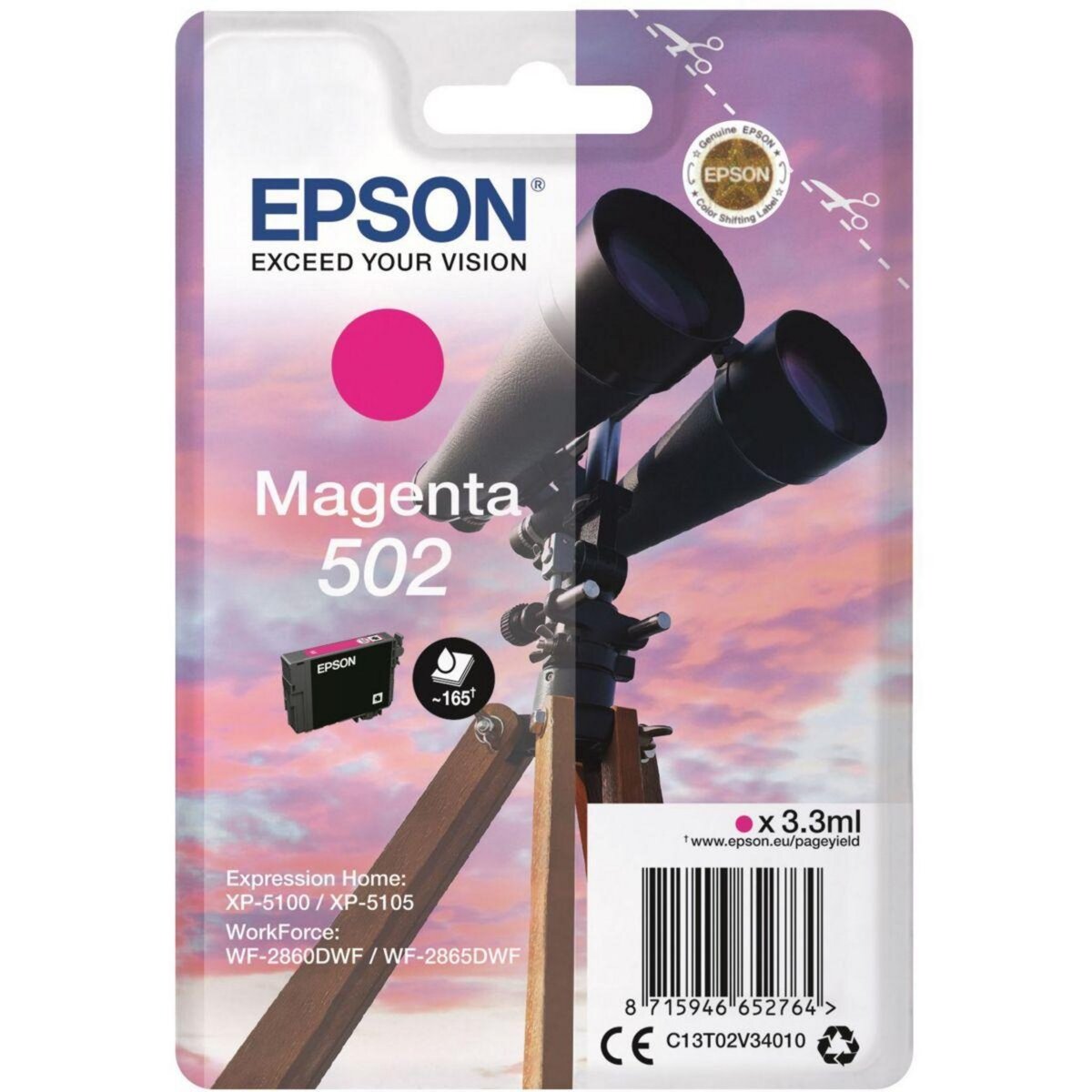 Epson Cartouche d'encre Originale 502 Magenta Série Jumelles - C13T02W34010