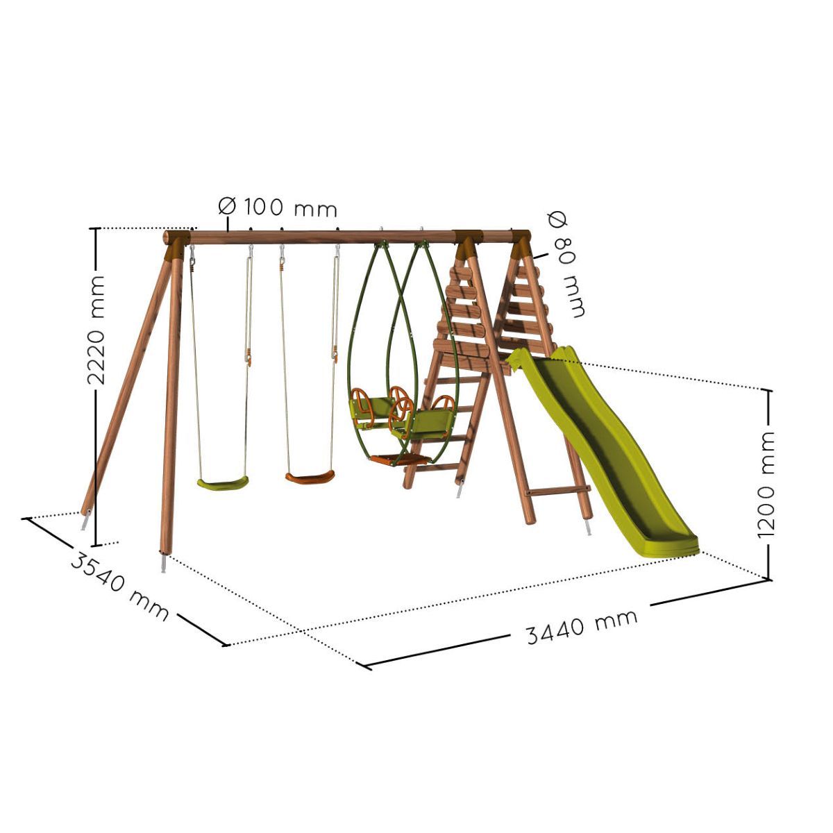 Soulet Portique balançoire avec toboggan - Bois - H2,20m - NARCISSE