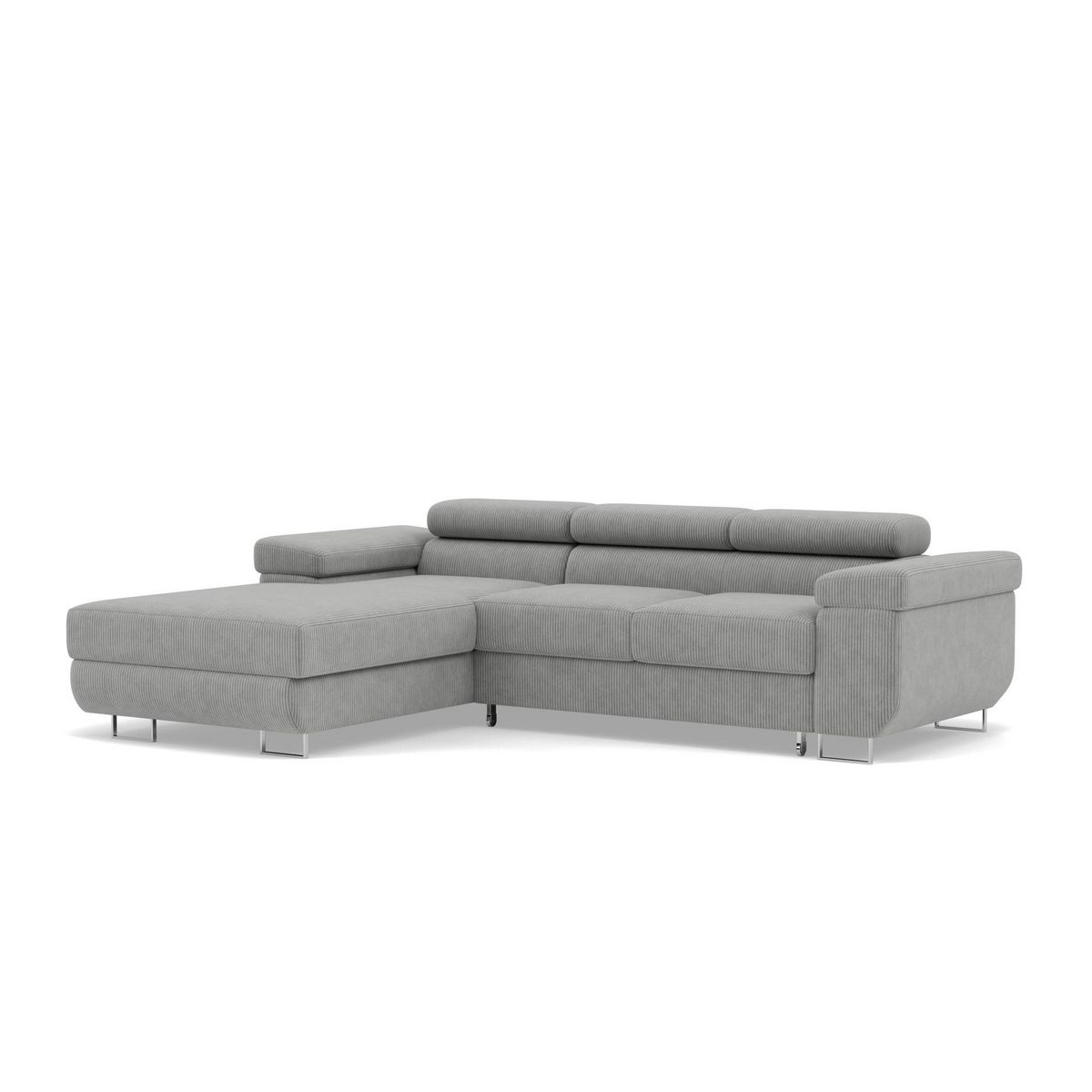 BEST MOBILIER Pablo - canapé d'angle gauche - 6 places - convertible avec coffre et têtières réglables - en velours côtelé