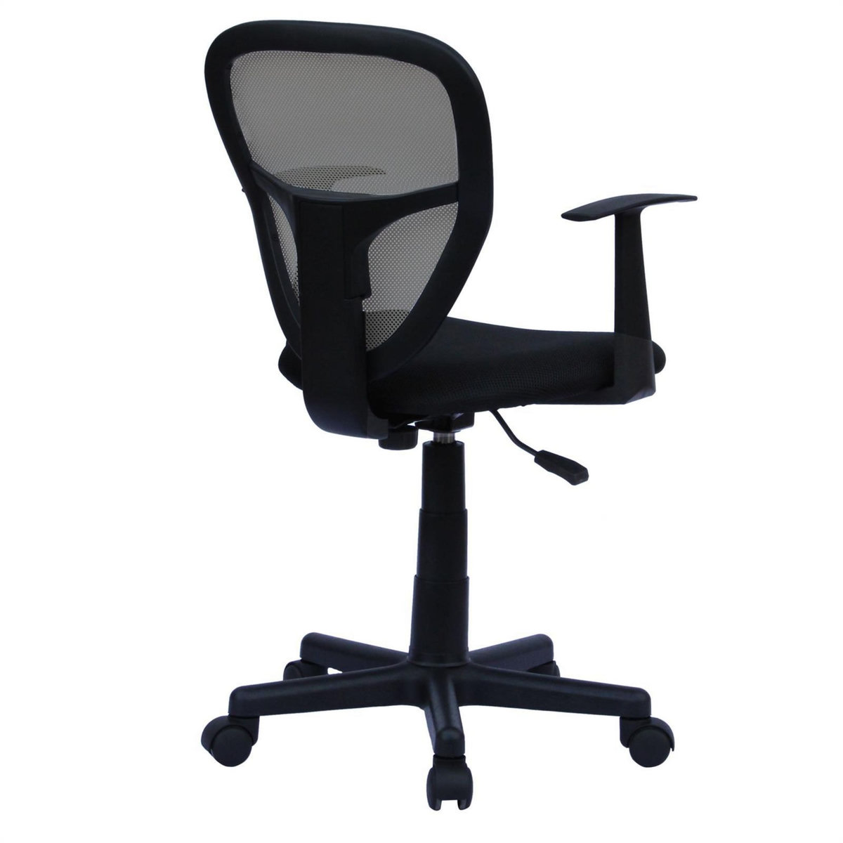 IDIMEX Chaise de bureau enfant STUDIO fauteuil pivotant et ergonomique avec accoudoirs, siège à roulettes hauteur réglable, mesh noir/gris