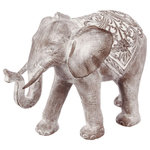 ATMOSPHERA Statue Eléphant en résine - H. 30 cm - Gris effet blanchi