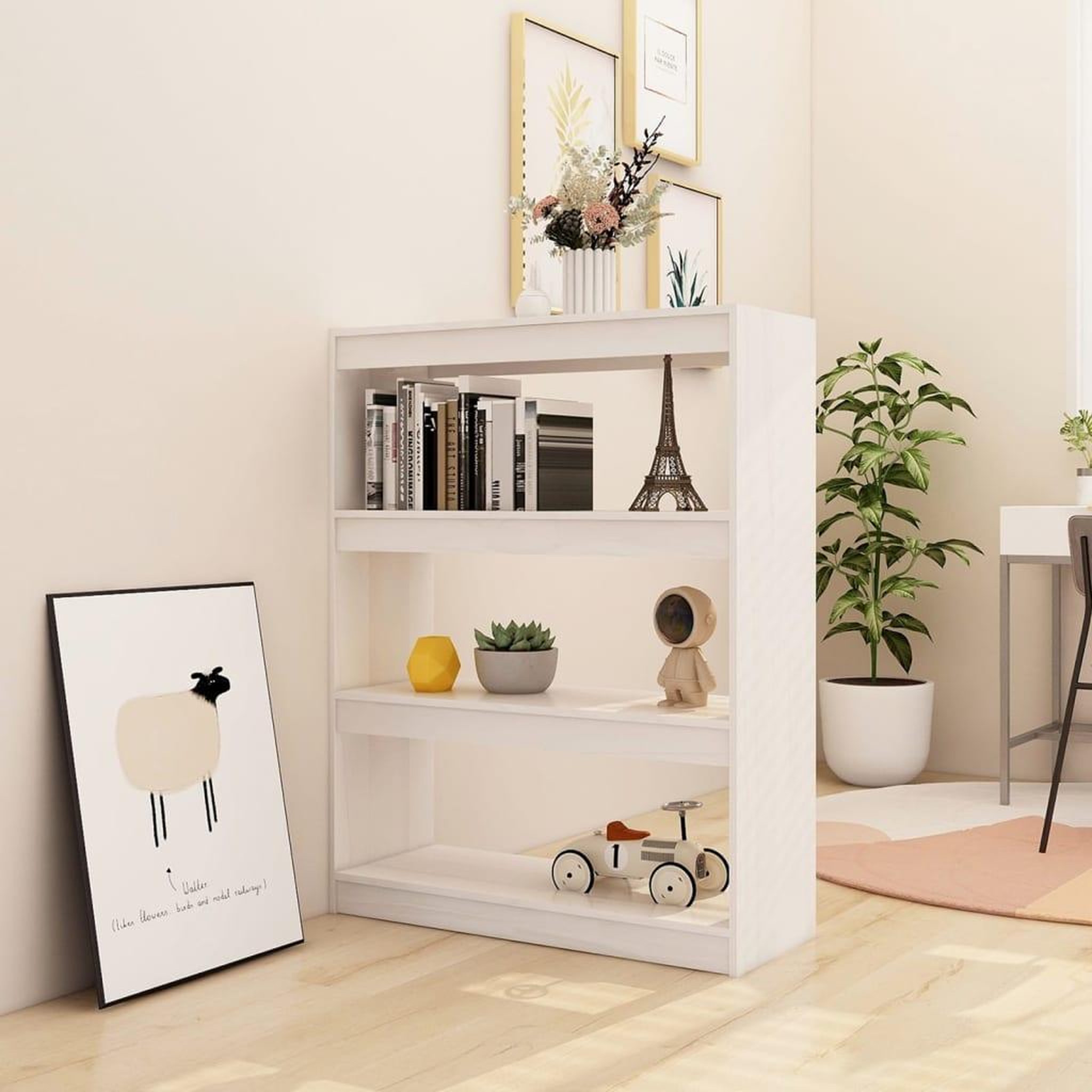 Voir la diapositive 3 : VIDAXL Bibliotheque/Separateur de piece Blanc 100x30x103 cm Pin massif