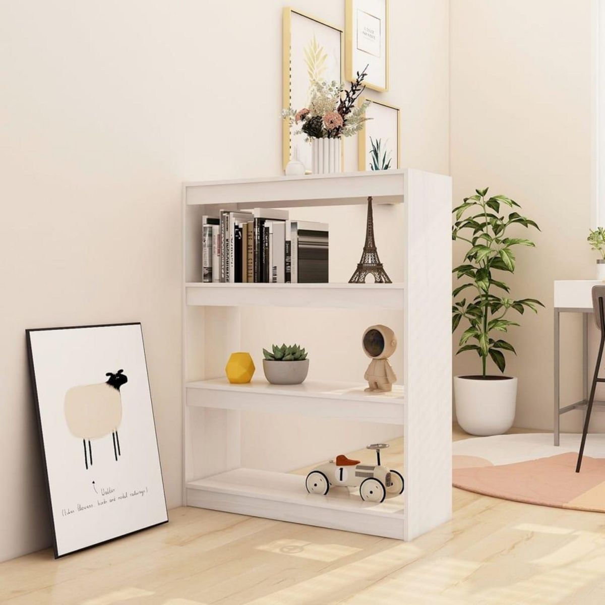 VIDAXL Bibliotheque/Separateur de piece Blanc 100x30x103 cm Pin massif