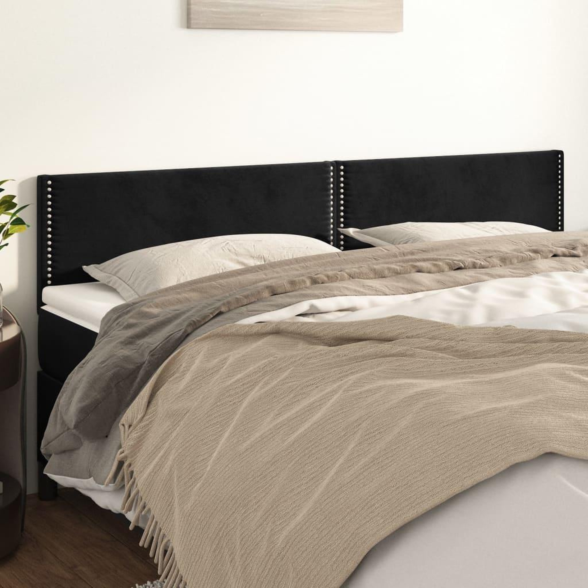 Voir la diapositive 1 : VIDAXL Tetes de lit 2 pcs Noir 100x5x78/88 cm Velours