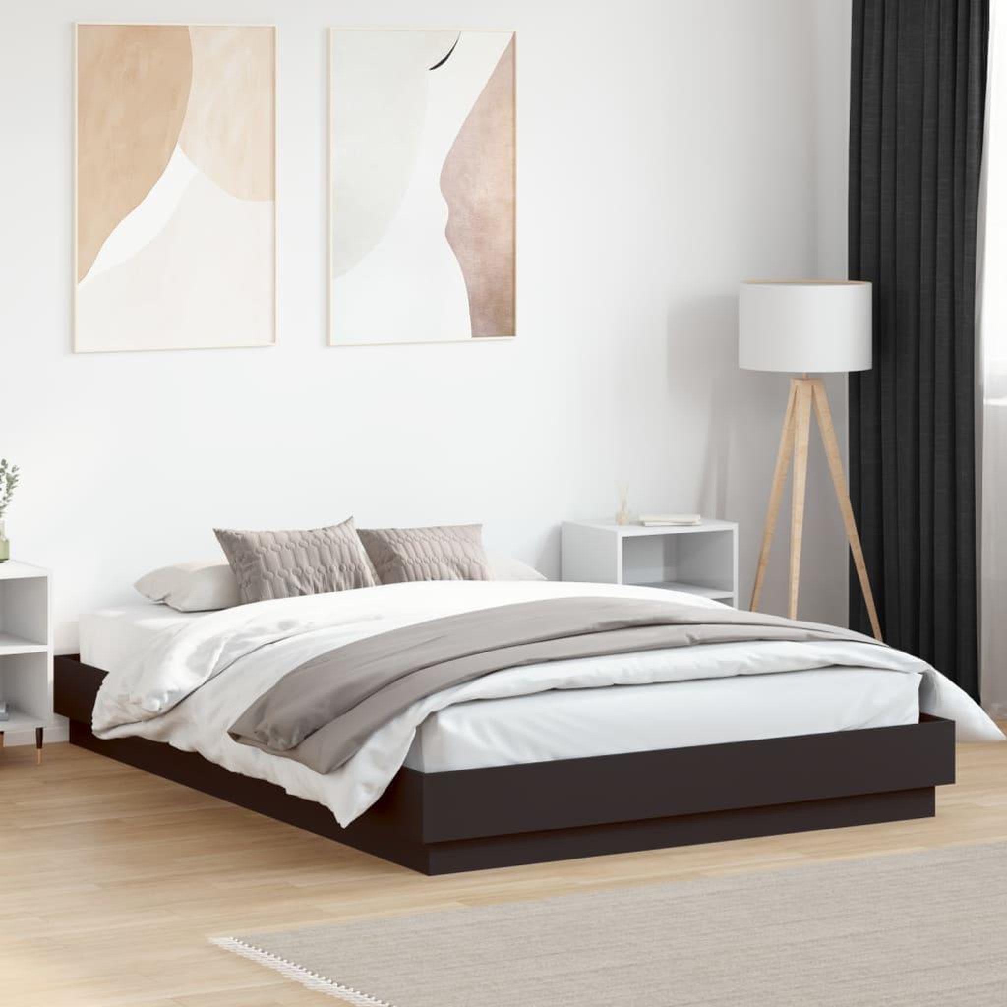 VIDAXL Cadre de lit avec LED sans matelas noir 150x200 cm