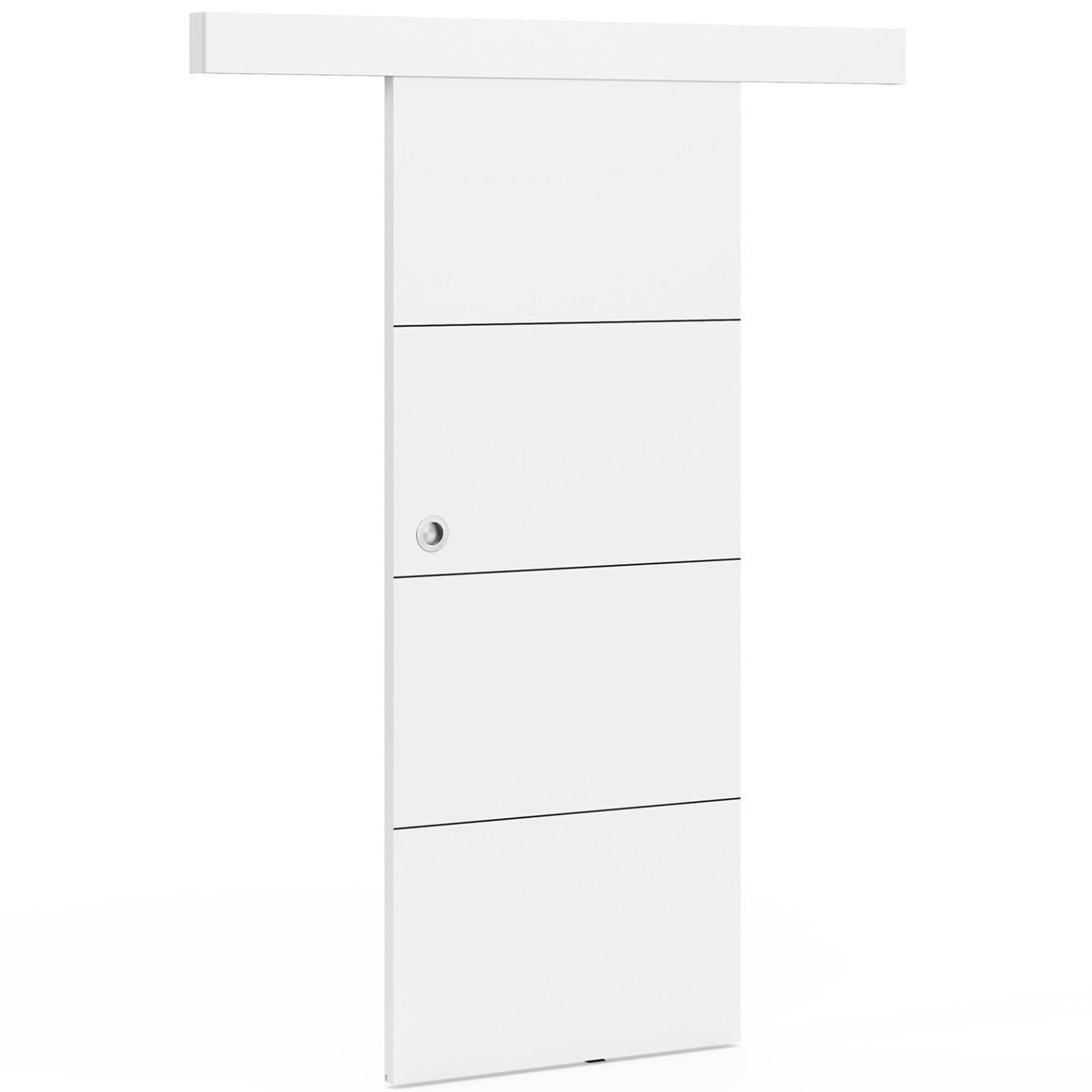 Voir la diapositive 4 : ID MARKET Kit porte coulissante blanc 83 cm avec rail et fixations