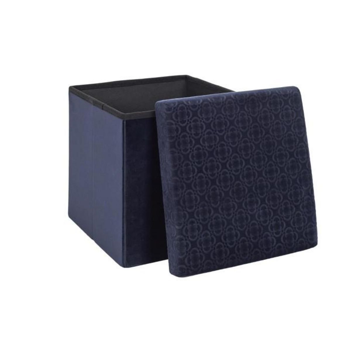 Paris Prix Pouf Pliable & Coffre  Rétro  38cm Bleu Nuit