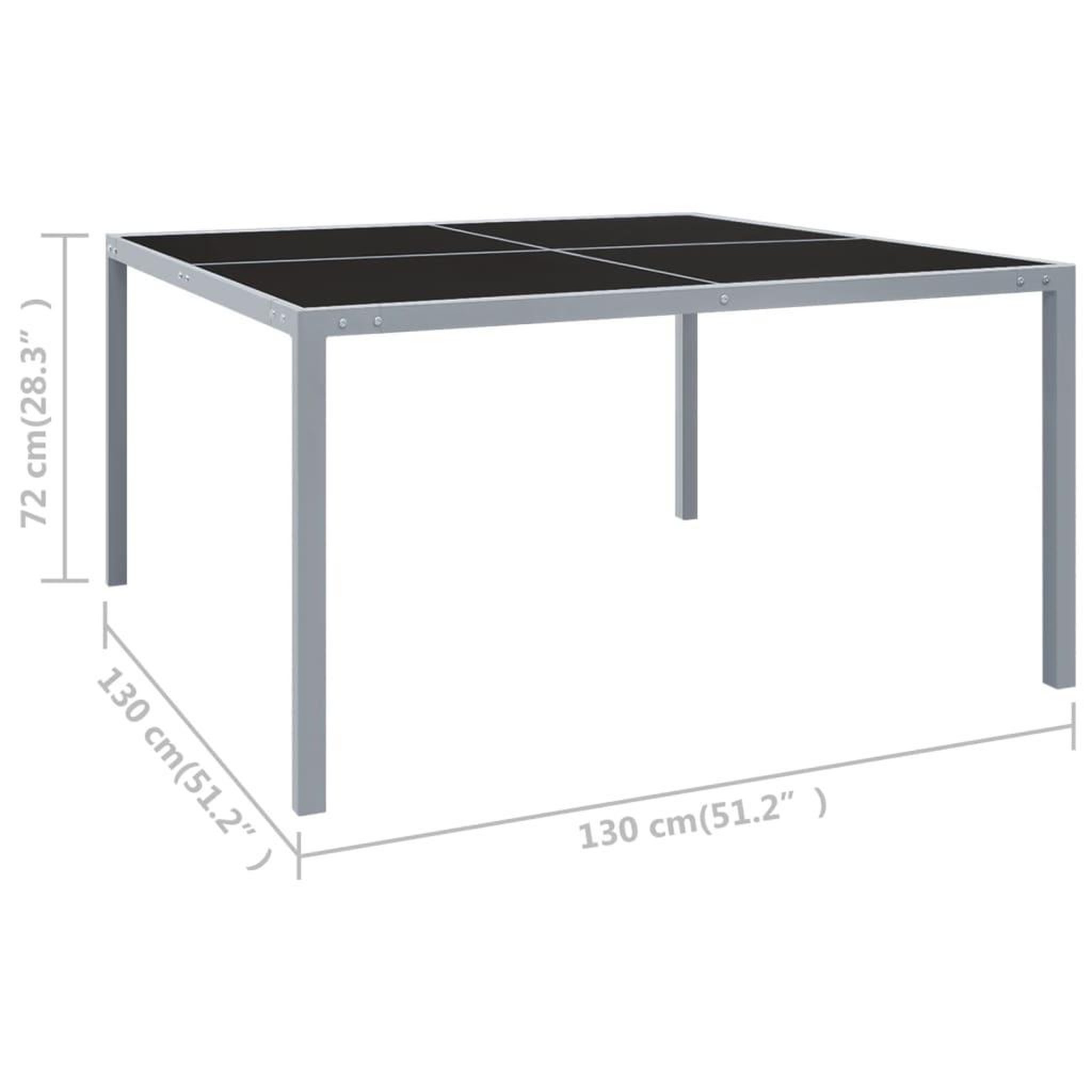 Voir la diapositive 5 : VIDAXL Table de jardin 130x130x72 cm gris acier et verre