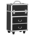 HOMCOM Valise trolley maquillage malette cosmétique vanity poignée télescopique réglable 36L x 23l x 58H cm alu. Coloris disponibles : Noir, Rose