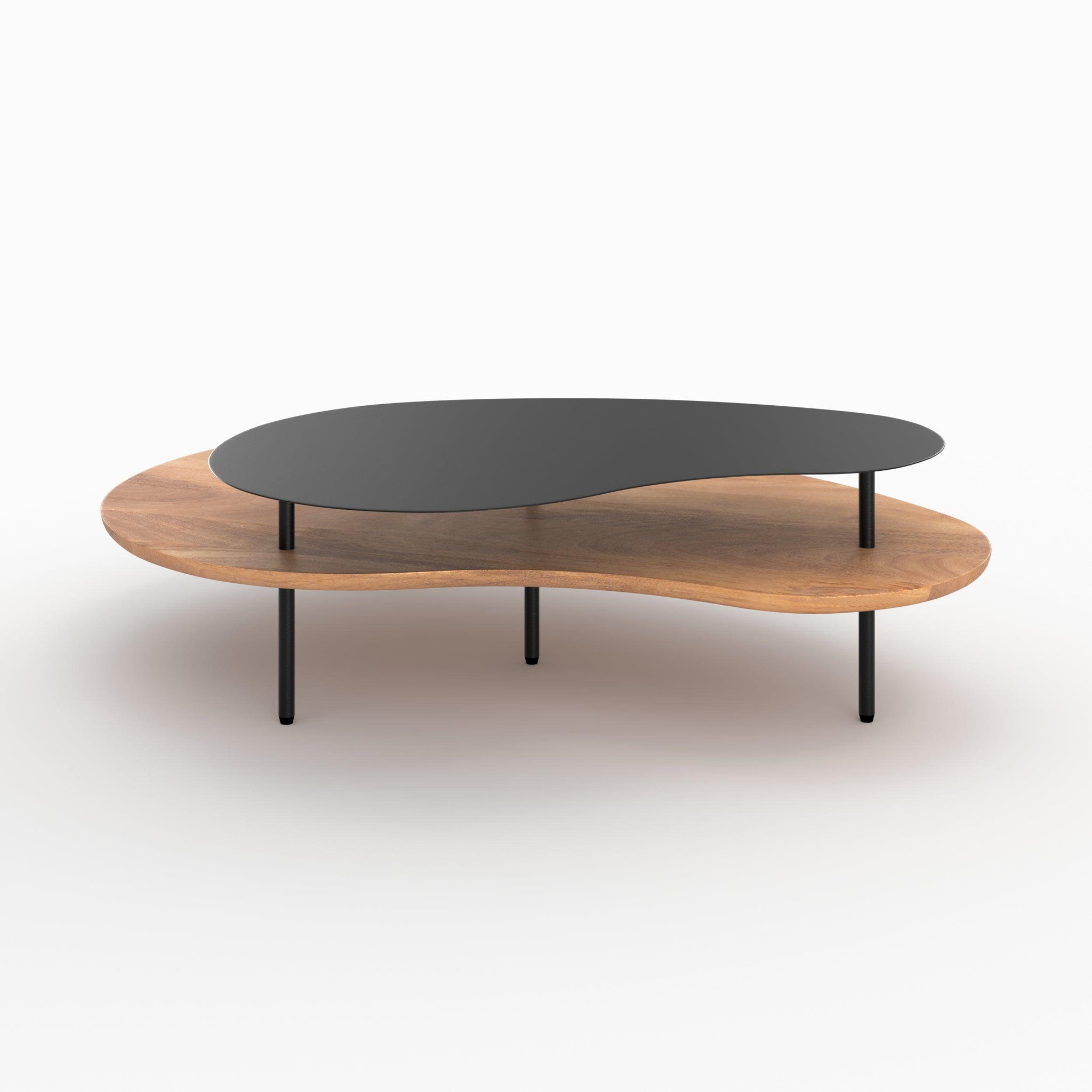 Voir la diapositive 5 : MAISON PAVANE Tables gigognes en bois et metal noir (lot de 2)-moji
