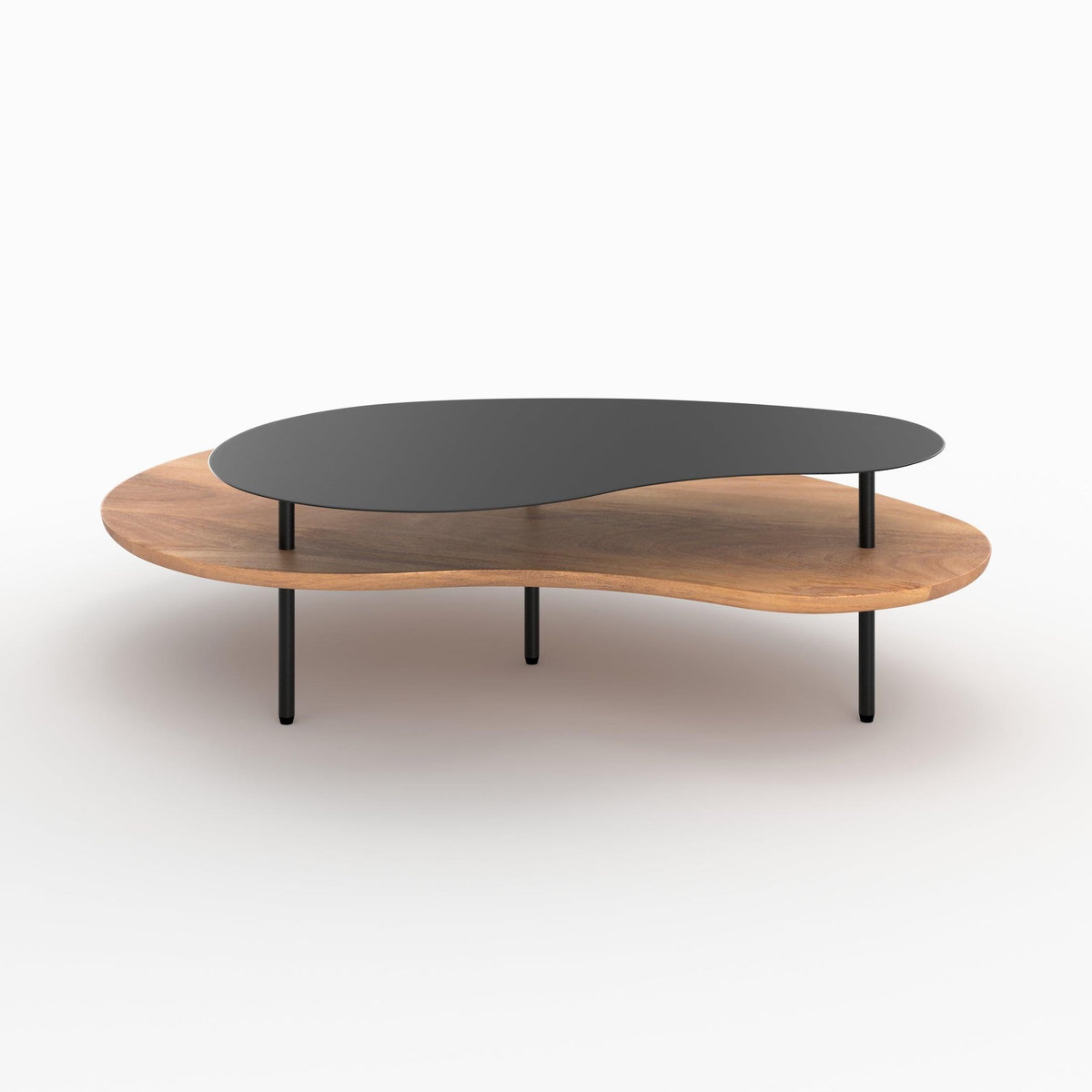 Rendez vous déco Tables gigognes en bois et metal noir (lot de 2)-Moji