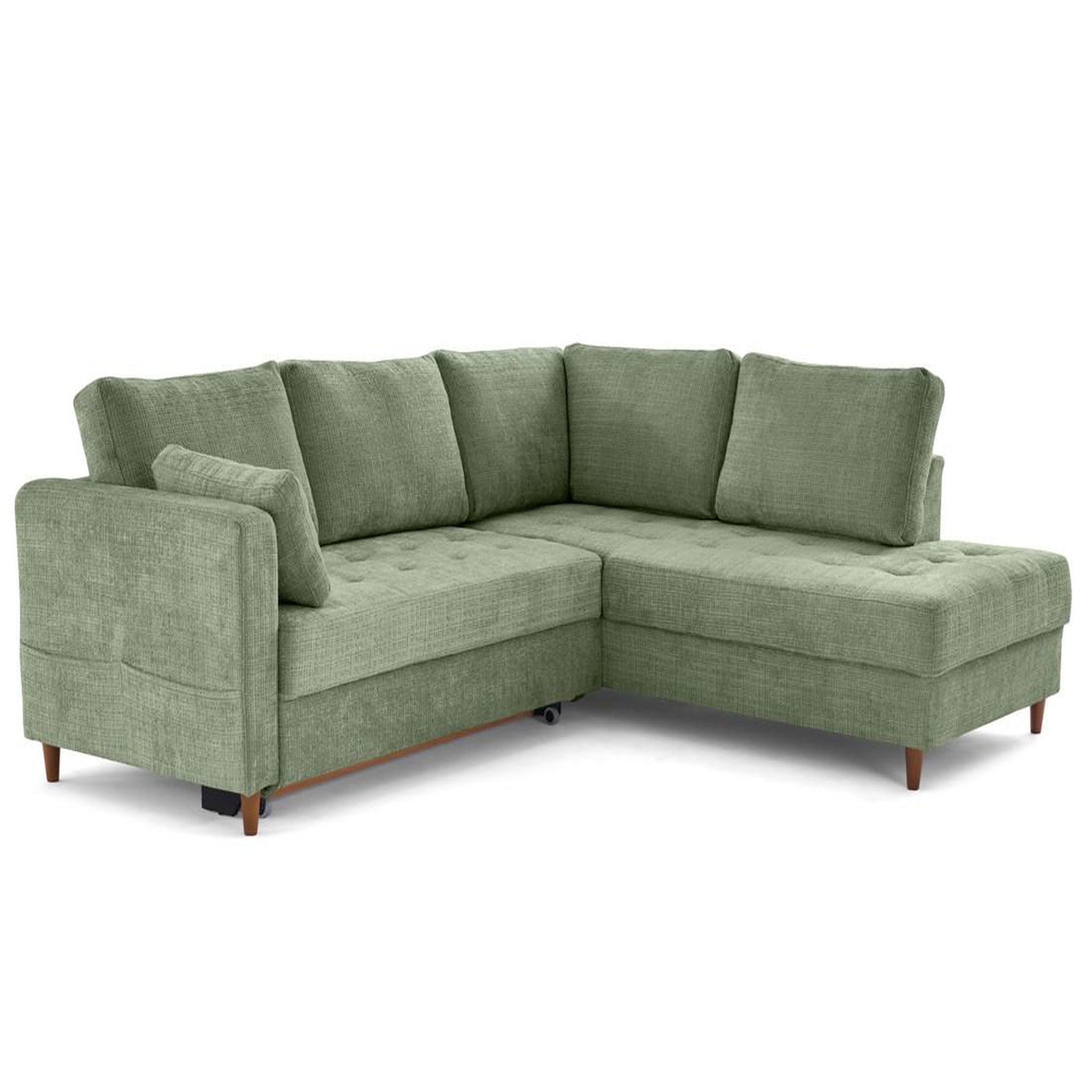 Voir la diapositive 3 : LISA DESIGN Anna - canapé d'angle droit 5 places convertible en velours texturé