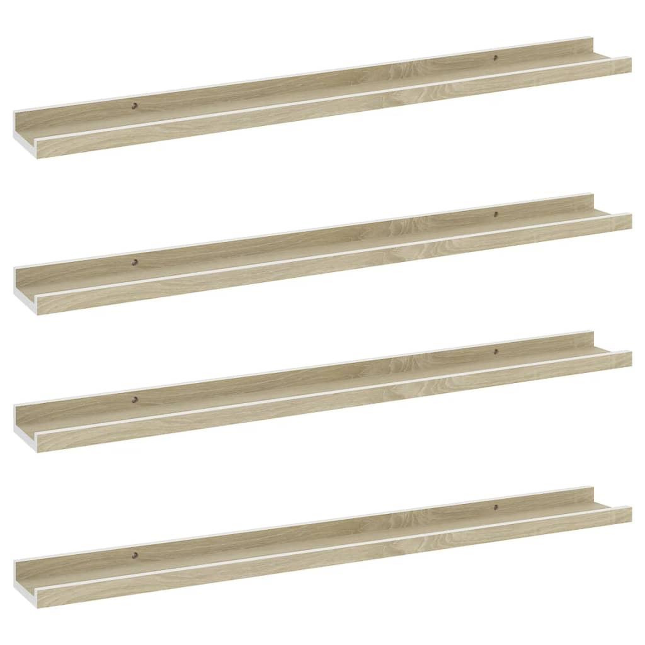 Voir la diapositive 2 : VIDAXL Etageres murales 4 pcs blanc et chene sonoma 80x9x3 cm