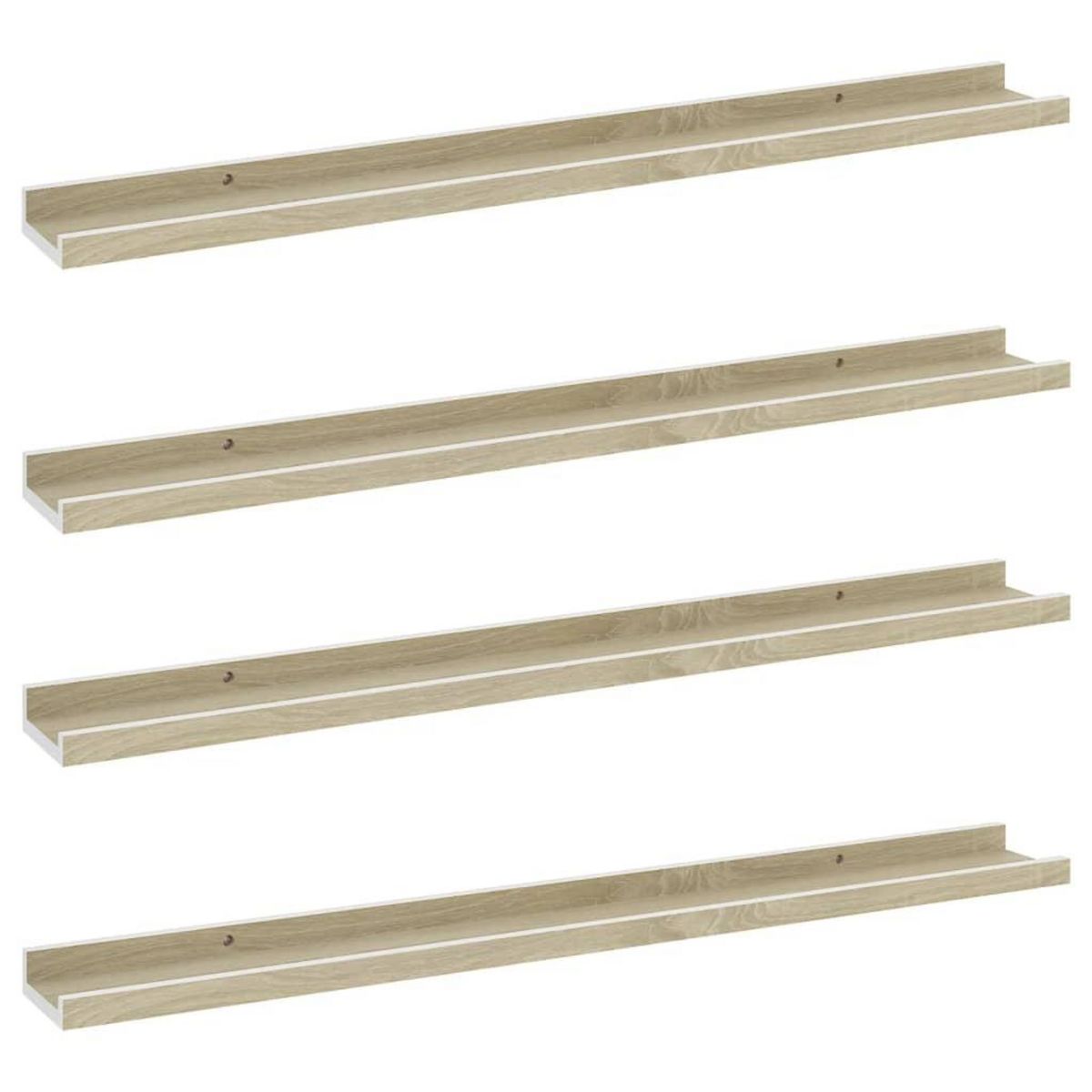 VIDAXL Etageres murales 4 pcs blanc et chene sonoma 80x9x3 cm