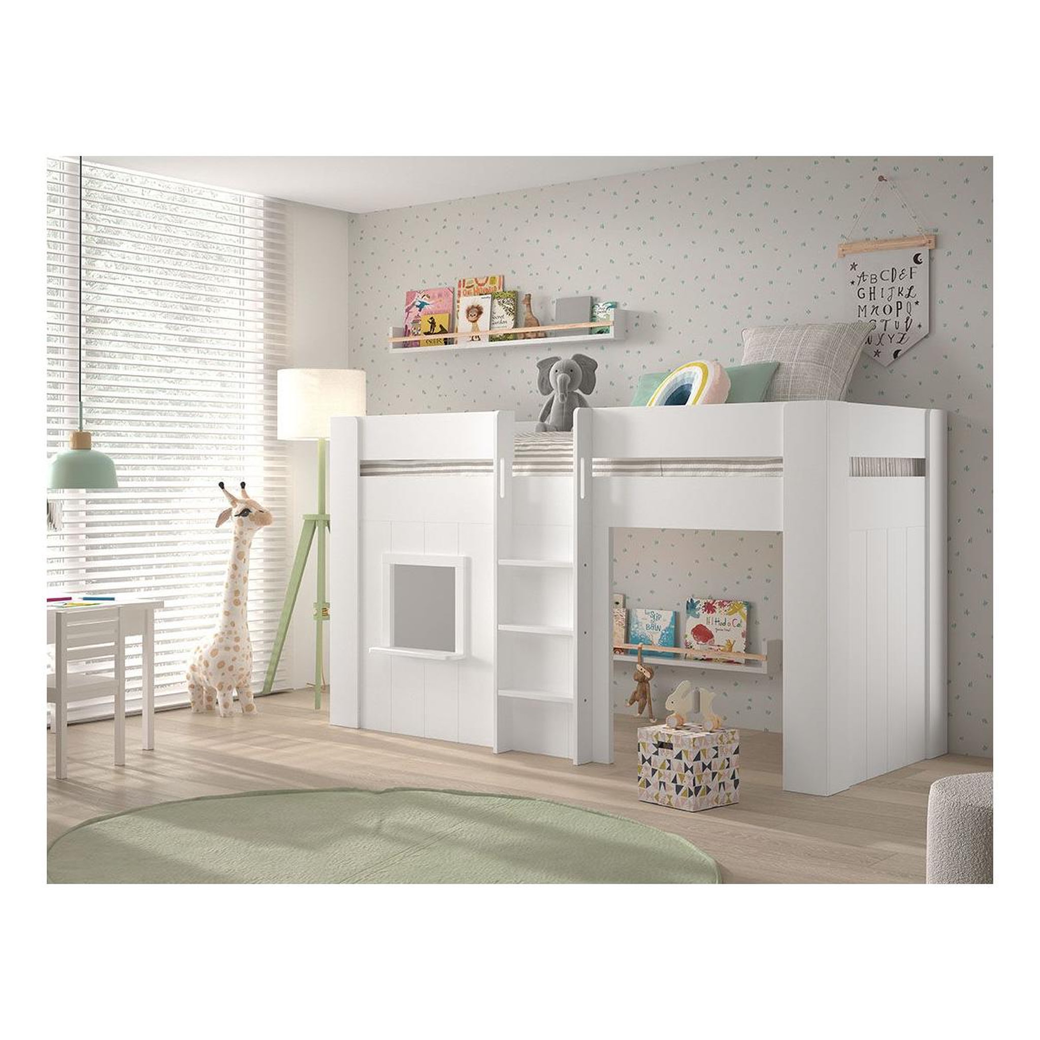 Voir la diapositive 3 : Paris Prix Lit Cabane Enfant  Reno  90x200cm Blanc