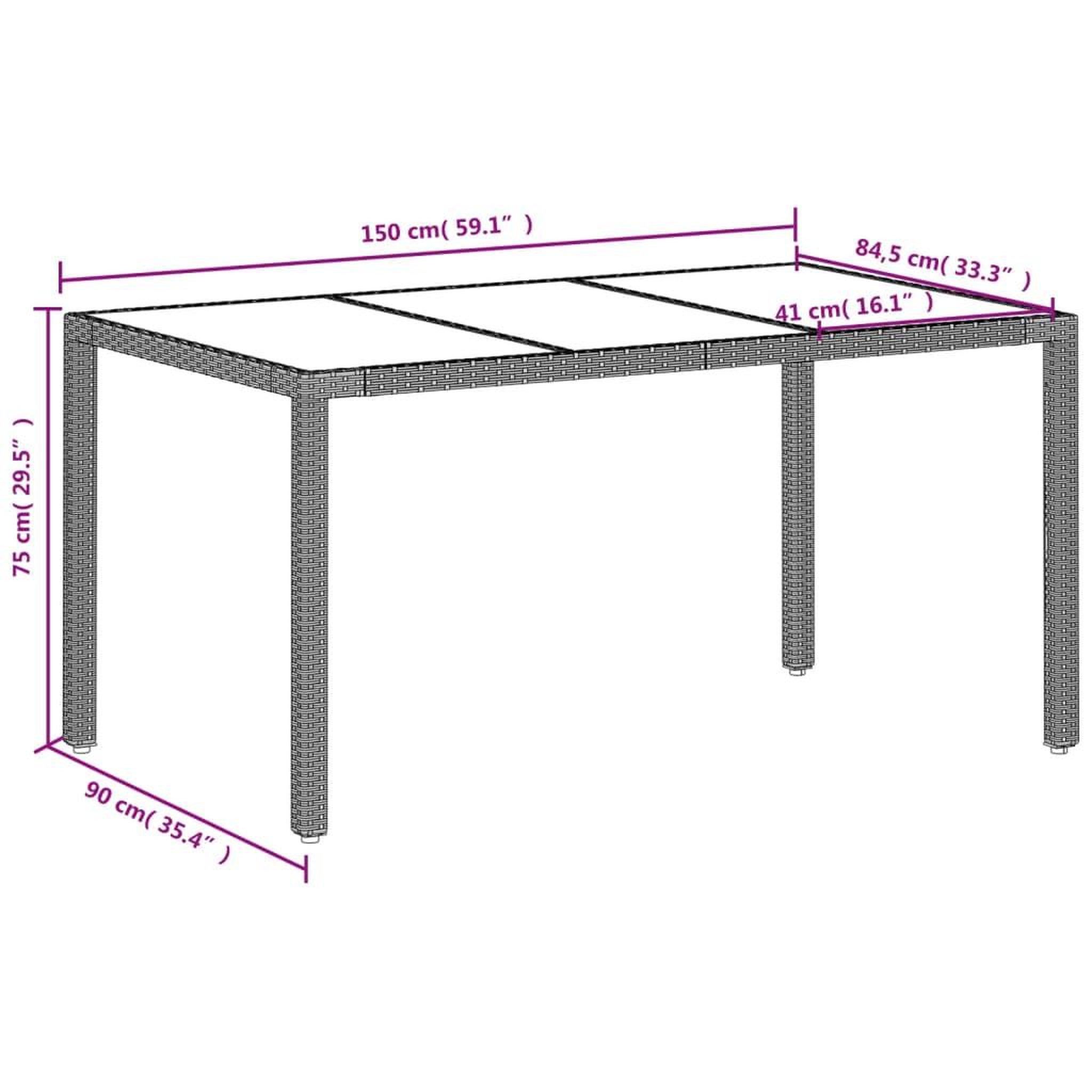 Voir la diapositive 6 : VIDAXL Table de jardin dessus en verre gris clair resine tressee