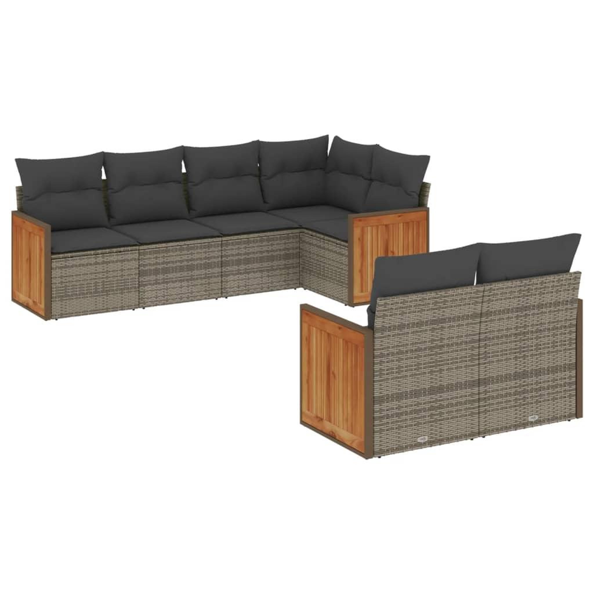 Voir la diapositive 2 : VIDAXL Salon de jardin avec coussins 7 pcs gris resine tressee