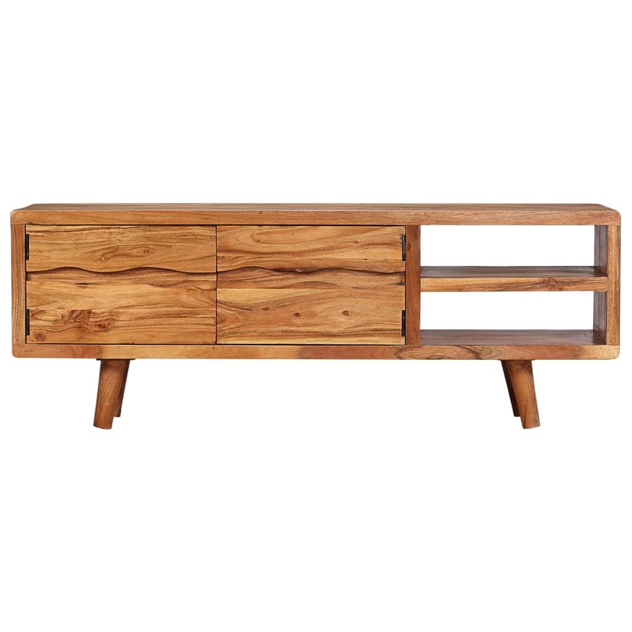 Voir la diapositive 2 : VIDAXL Meuble TV Bois d'acacia avec portes sculptees 117 x 30 x 40 cm
