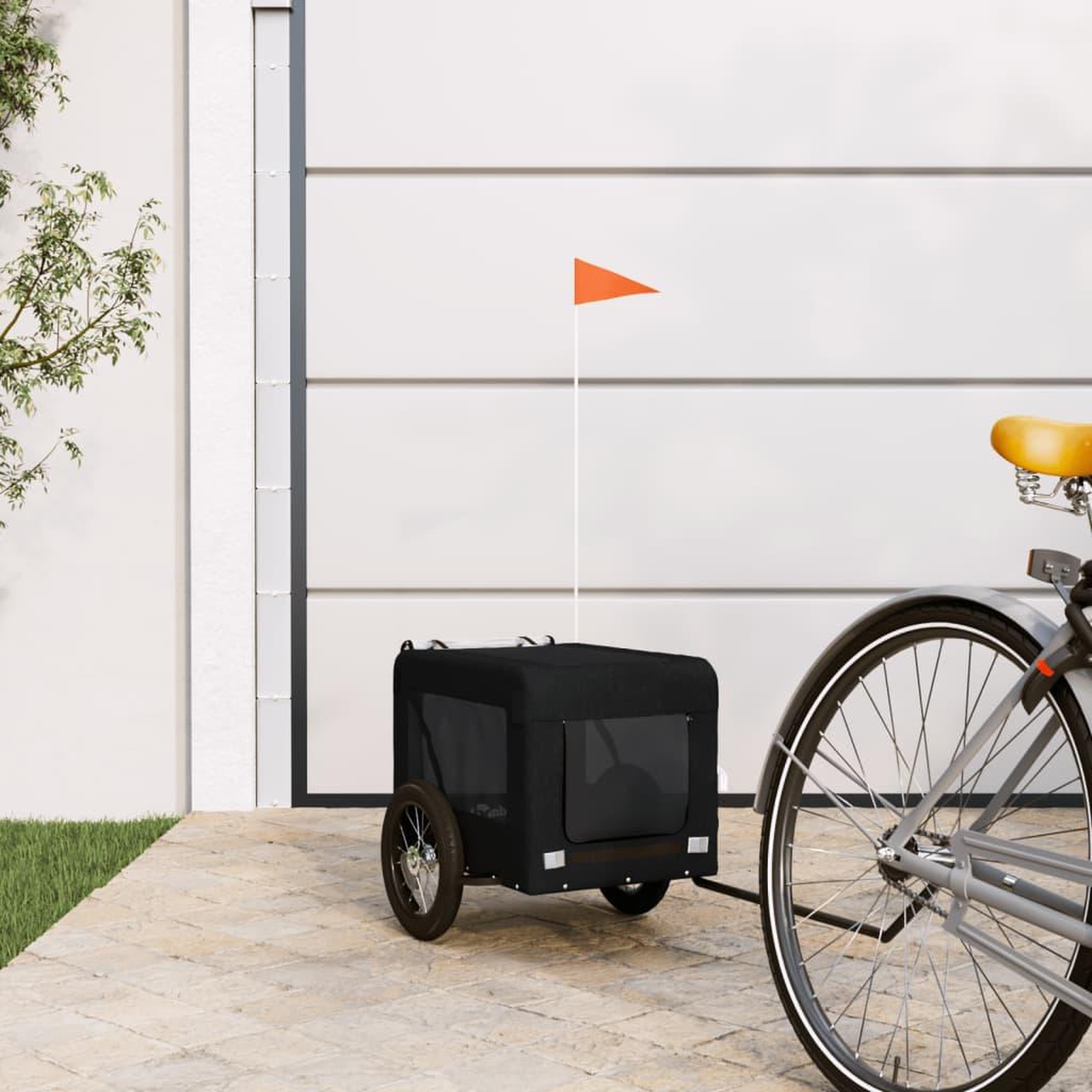VIDAXL Remorque de velo pour animaux de compagnie noir