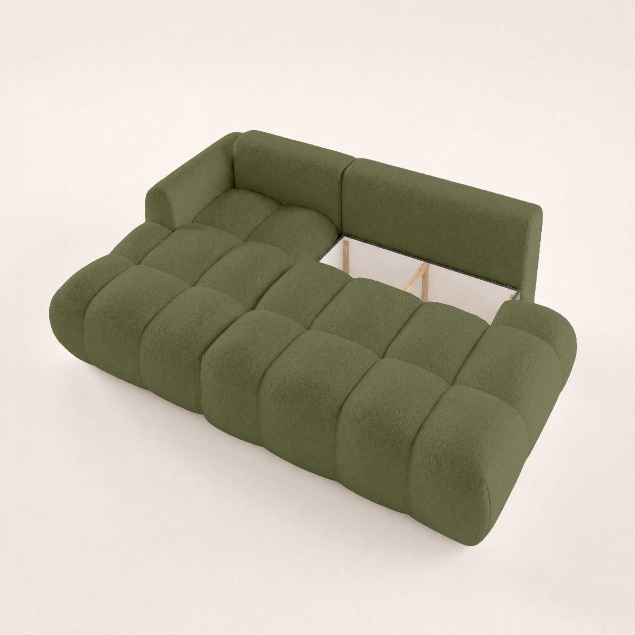 Voir la diapositive 5 : BEST MOBILIER Yulin - canapé d'angle ouvert gauche 4 places convertible avec coffre en tissu bouclette