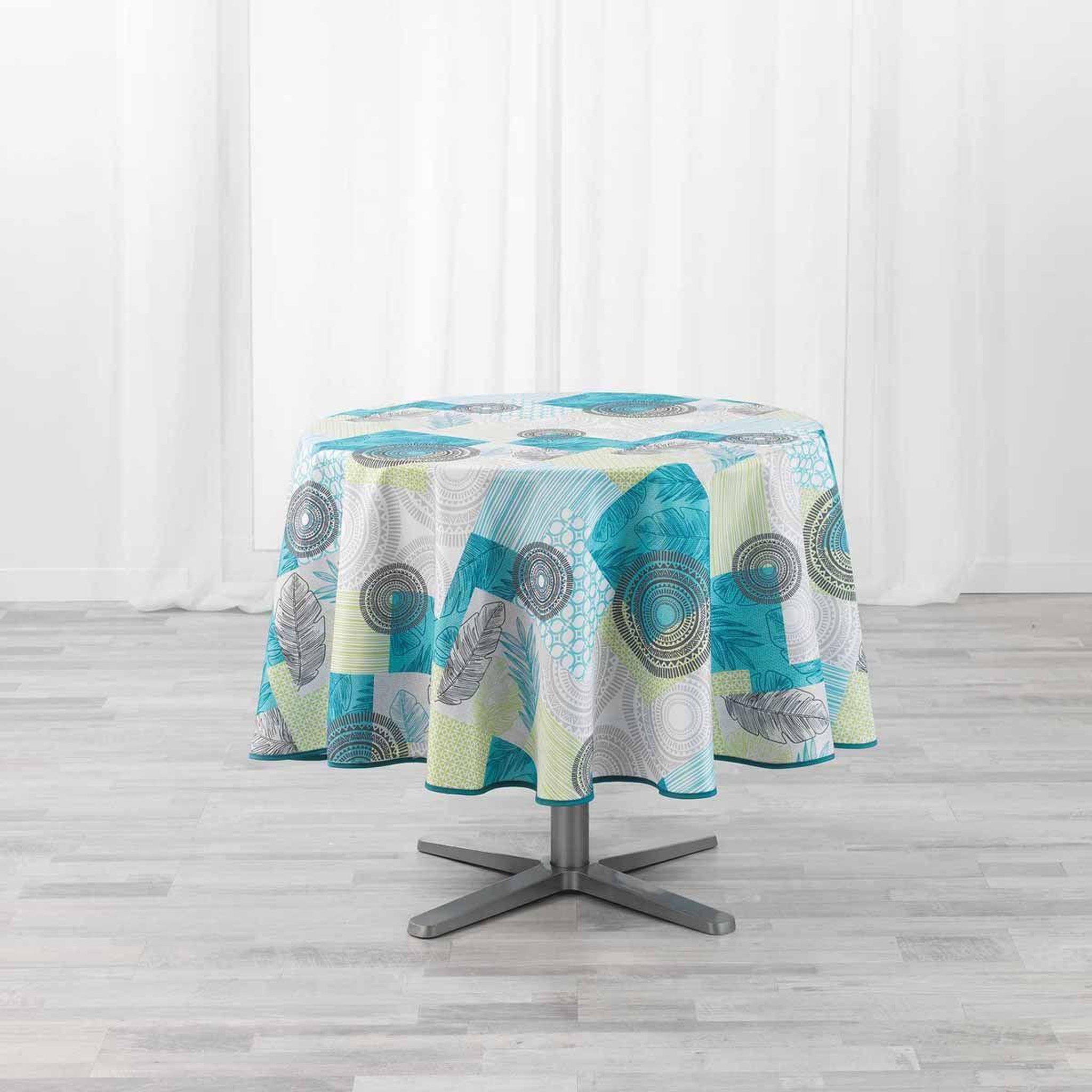 Douceur d'Intérieur Nappe antitache ronde  peachy  180cm bleu
